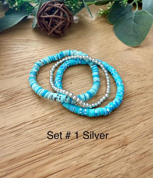 Heishi Bead Bracelets – Clay Bead Bracelet Stack Set | Ocean Theme Jewelry