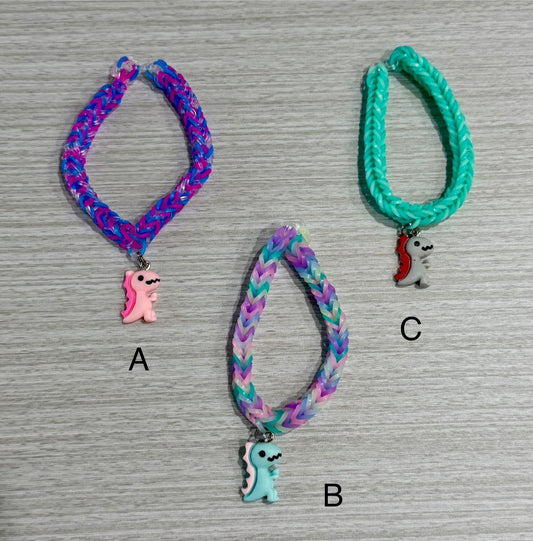 Dinosaur Charm Bracelet – Colorful Stretchy Fishtail Design Handmade Jewelry Gift