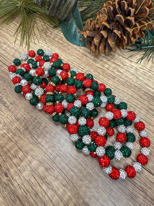 Holiday Glam: Christmas Shamballa Bracelet Collection - Stretchy, No Clasp Design