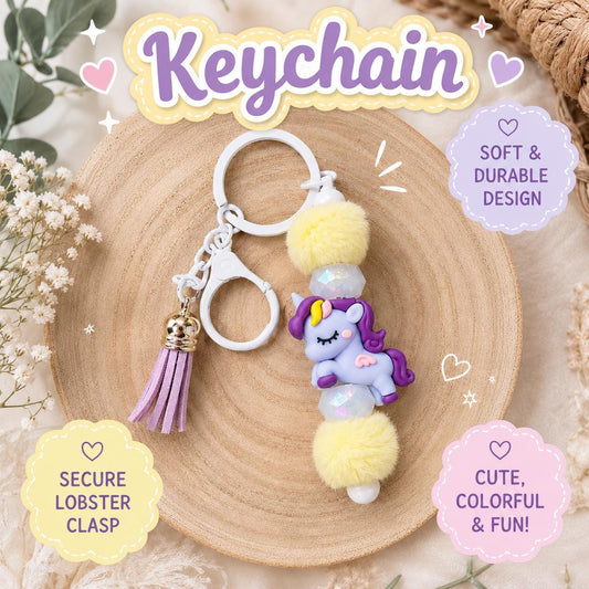 Fuzzy Unicorn Keychain: Your New Lucky Charm!