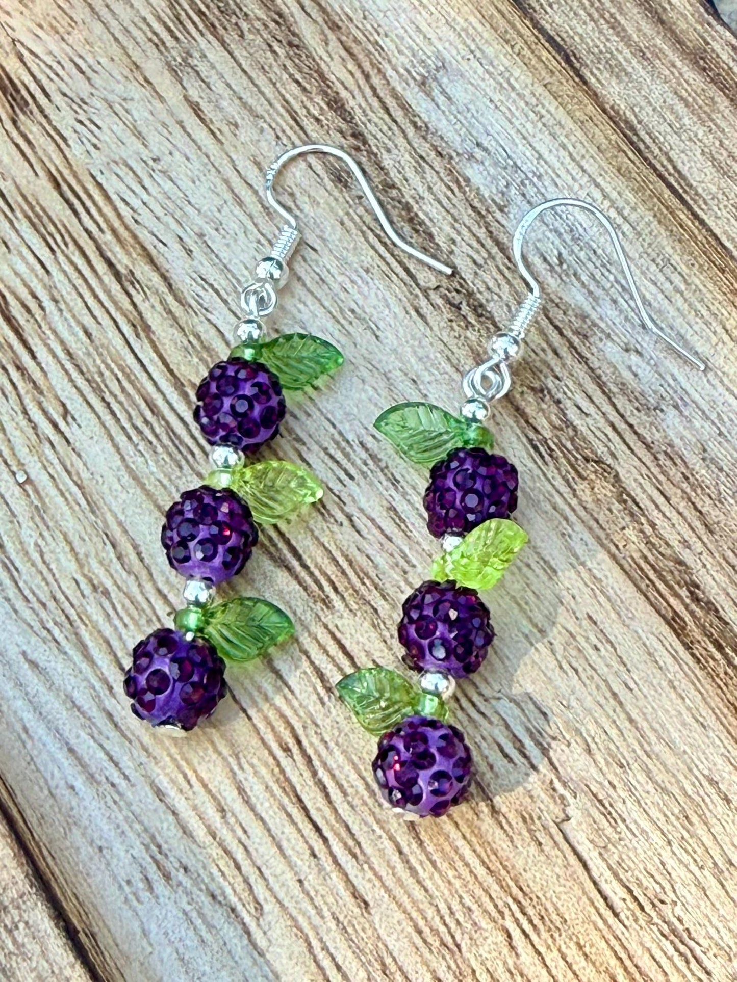 Stacked Fruit Earrings, Apple Pear Plum Earrings, Rhinestone Bead Dangles, Orchard Jewelry, Fall Teacher Gift