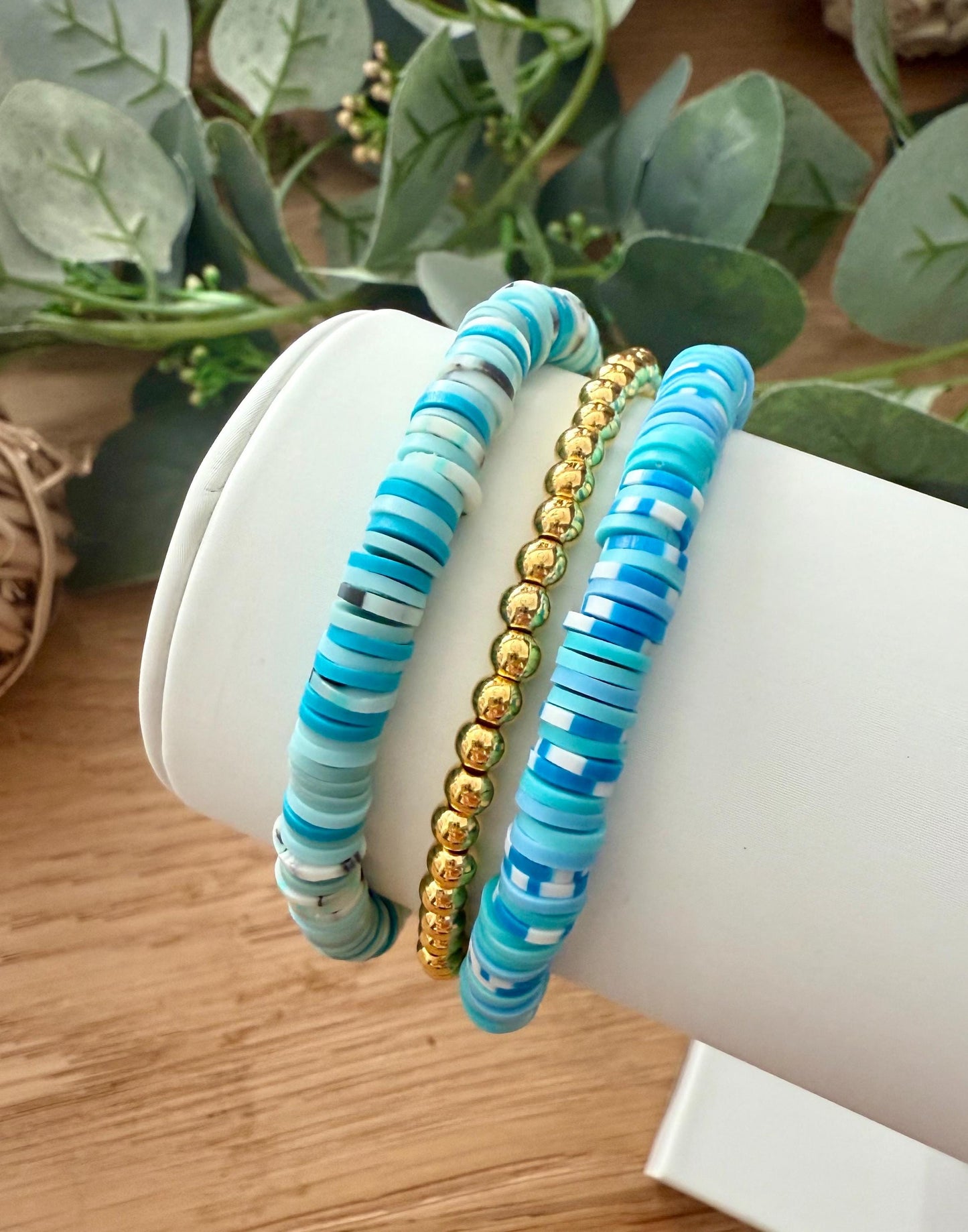 Heishi Bead Bracelets – Clay Bead Bracelet Stack Set | Ocean Theme Jewelry