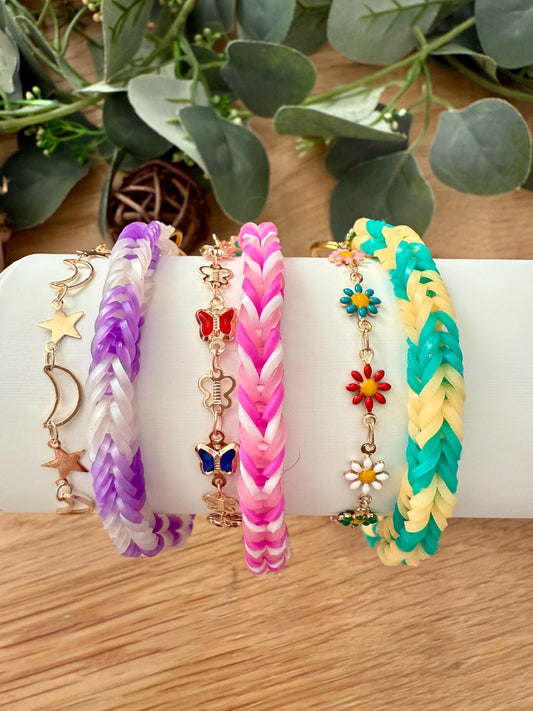 Handwoven Charm Keychain – Dainty Woven Loom Keychain with Unique Flower Design