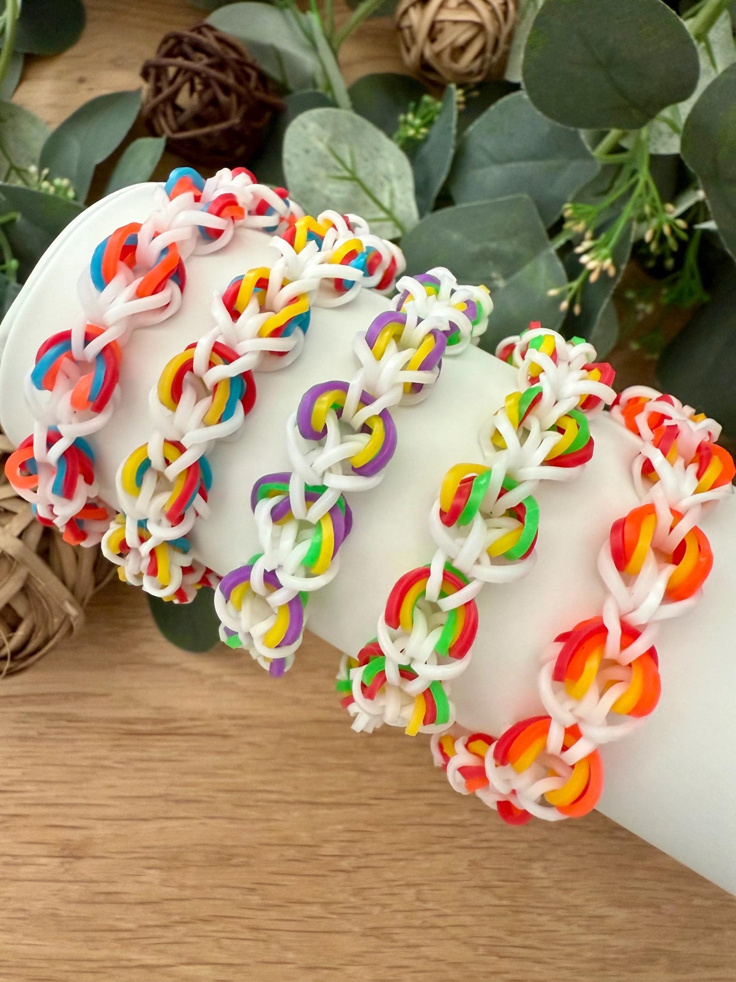 Rainbow Friendship Bracelets - Handmade Stretchy Woven Bracelets with Unique Color Patterns