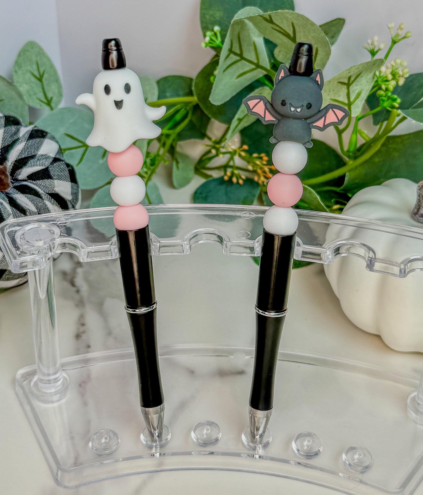 Glittery Ghost Pens - Halloween Pens | Spooky Bat Glitter Pen Writing Accessory