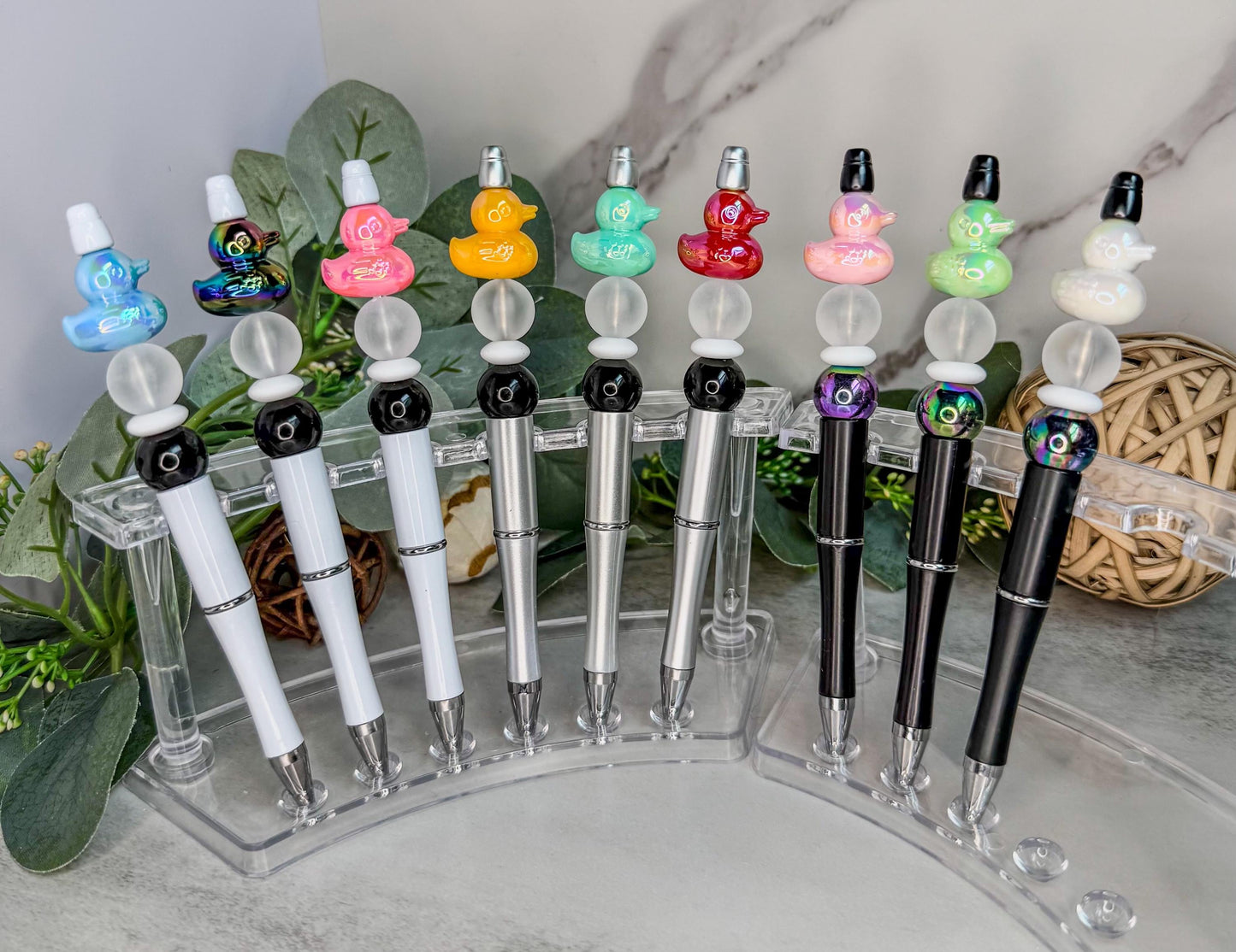 Duck Bead Pens - Cute Desk Pens With Whimsical Acrylic Bead Charms