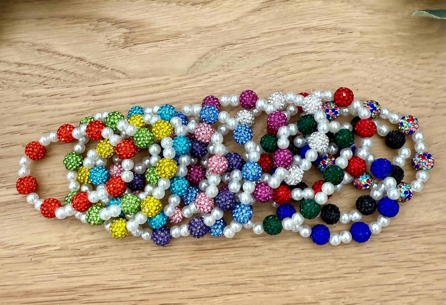 Shamballa Rhinestone Bracelets - Handmade Pearl Stacking Bracelets | Mix & Match Sets