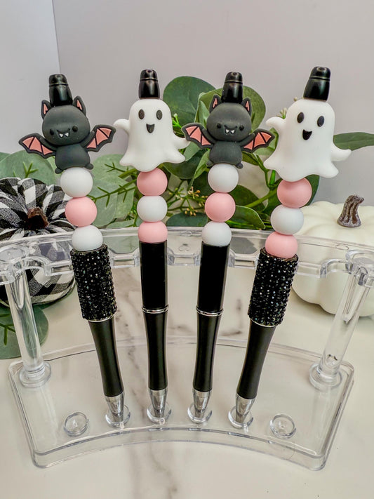 Glittery Ghost Pens - Halloween Pens | Spooky Bat Glitter Pen Writing Accessory