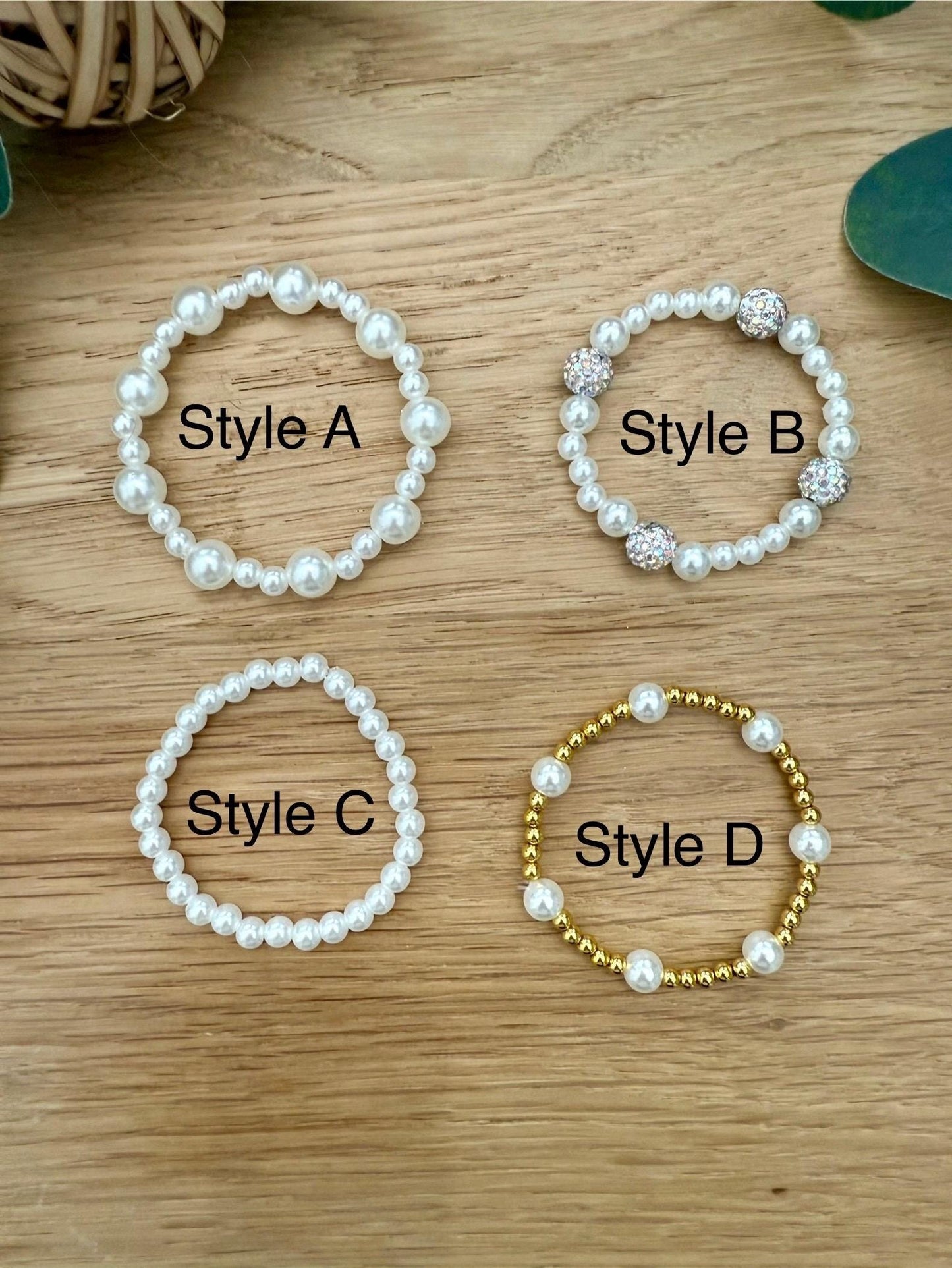 Stacking Filler Bracelets - Handmade Pearl Bead & Gold Bracelet Stack Set