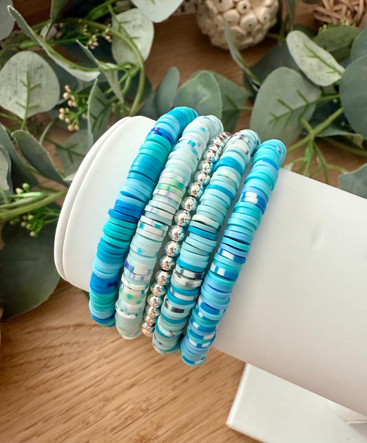 Heishi Bead Bracelets – Clay Bead Bracelet Stack Set | Ocean Theme Jewelry