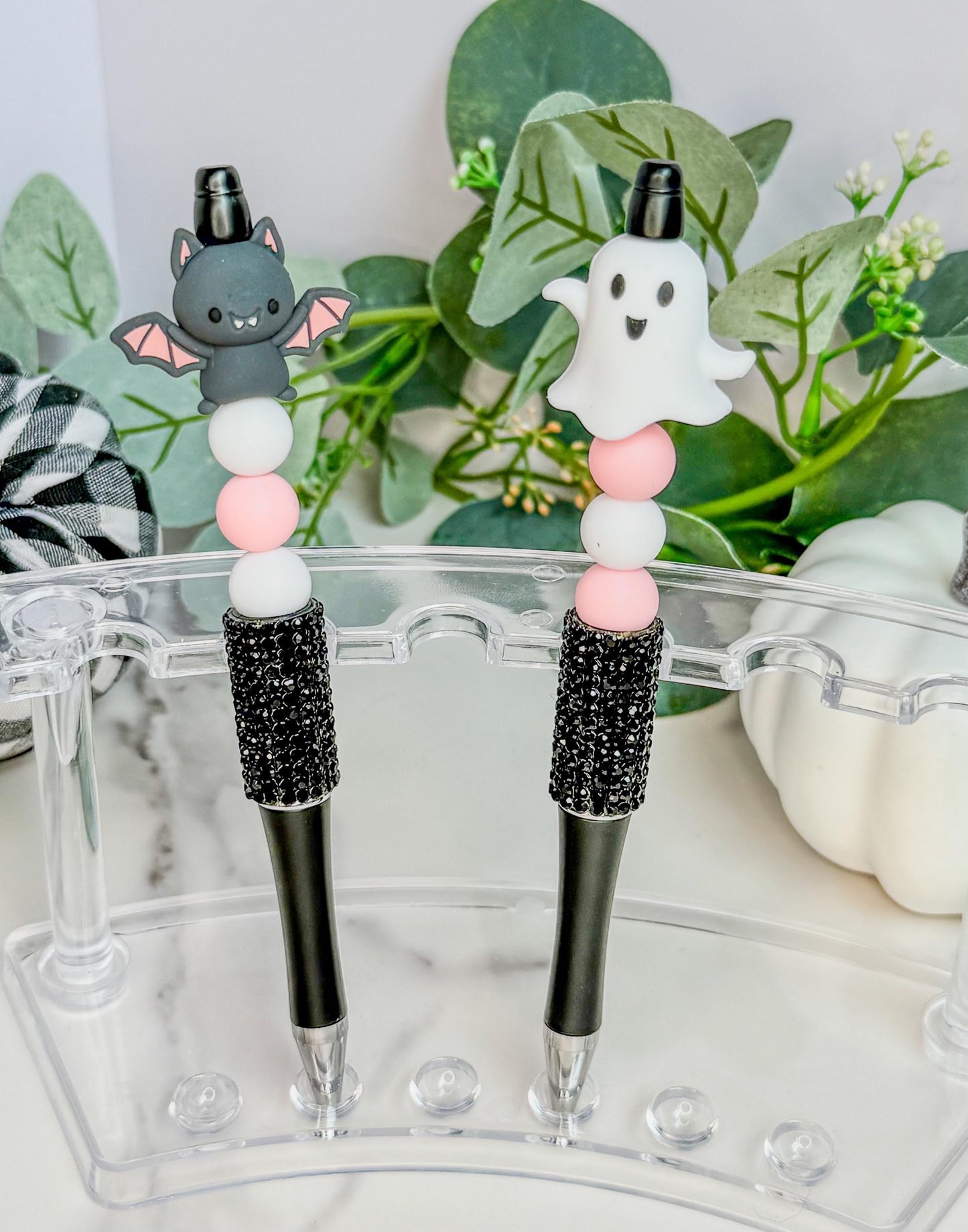 Glittery Ghost Pens - Halloween Pens | Spooky Bat Glitter Pen Writing Accessory