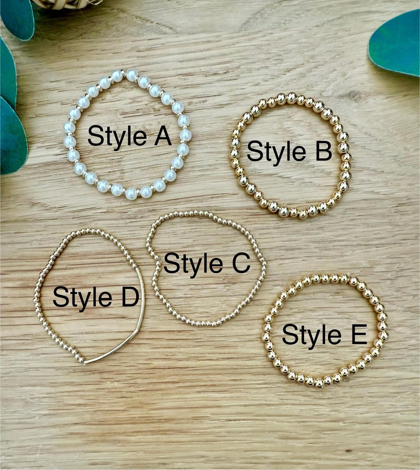 14k Gold Filled Bracelets - Elegant Pearl Bead Stacking Bracelet Sets for Layering