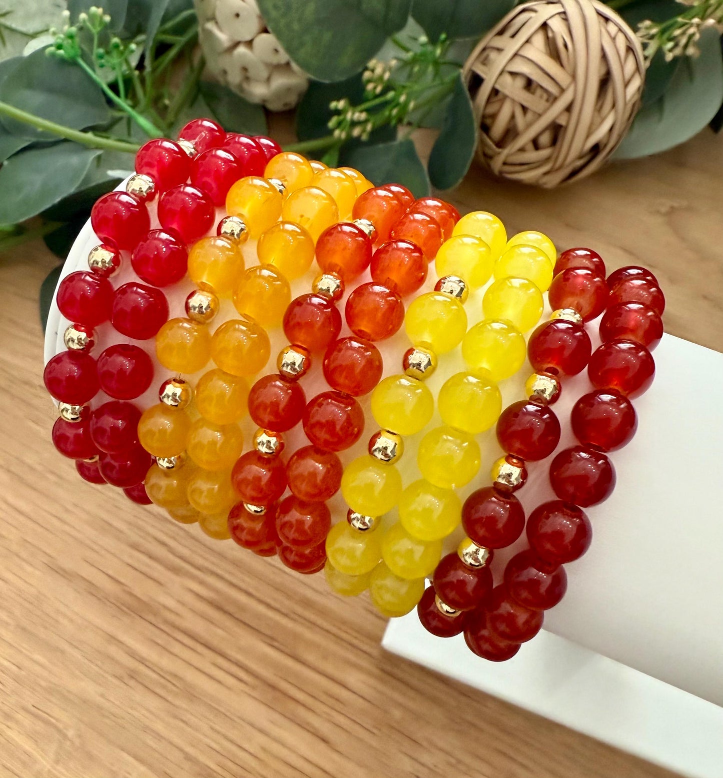 Autumn Glass Bracelet – Handmade Beaded Bracelets with 14k Gold Filled Spacers