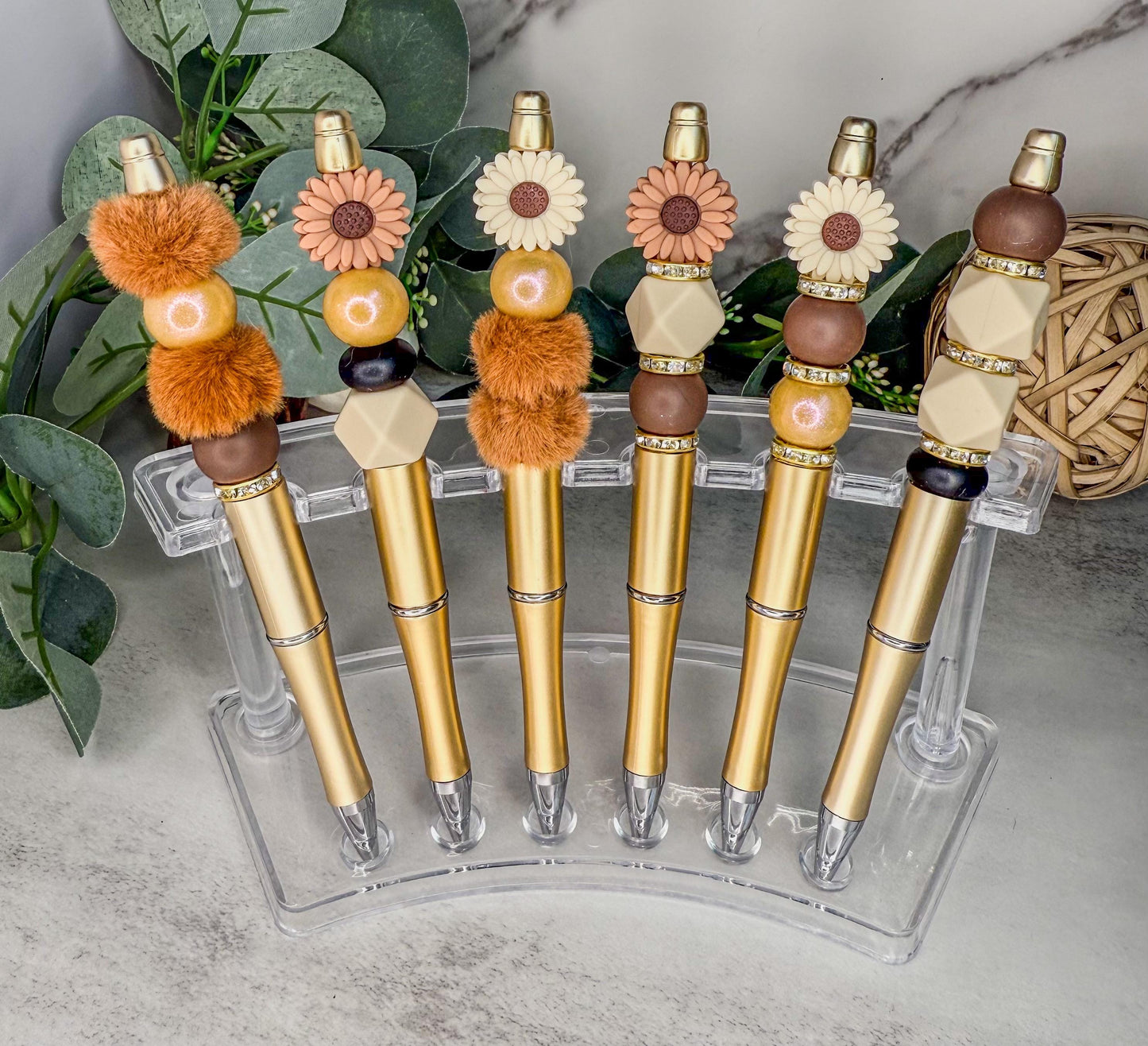 Flower Power Pens - Quirky Bead Pens With Gemstone Style & Vibrant Floral Flair