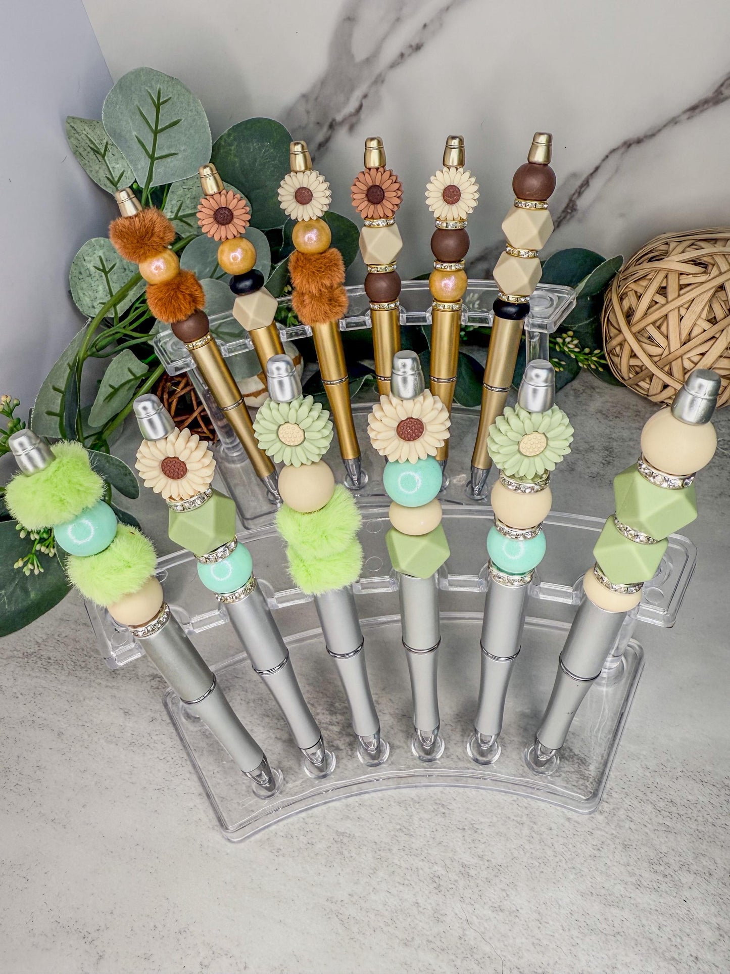 Flower Power Pens - Quirky Bead Pens With Gemstone Style & Vibrant Floral Flair