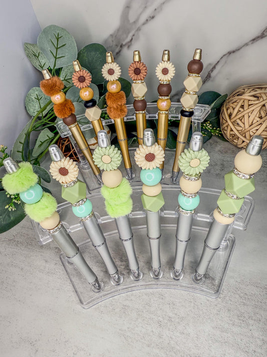 Flower Power Pens - Quirky Bead Pens With Gemstone Style & Vibrant Floral Flair