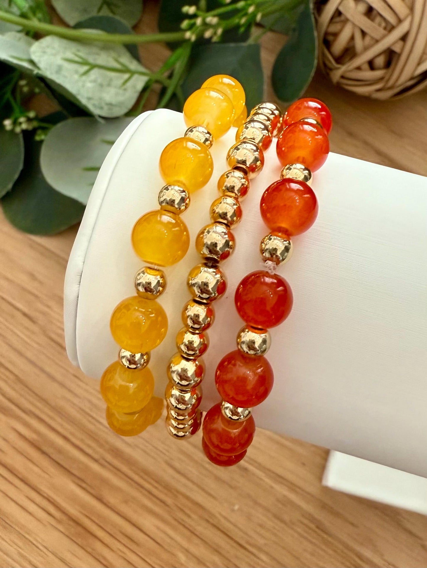 Autumn Glass Bracelet – Handmade Beaded Bracelets with 14k Gold Filled Spacers