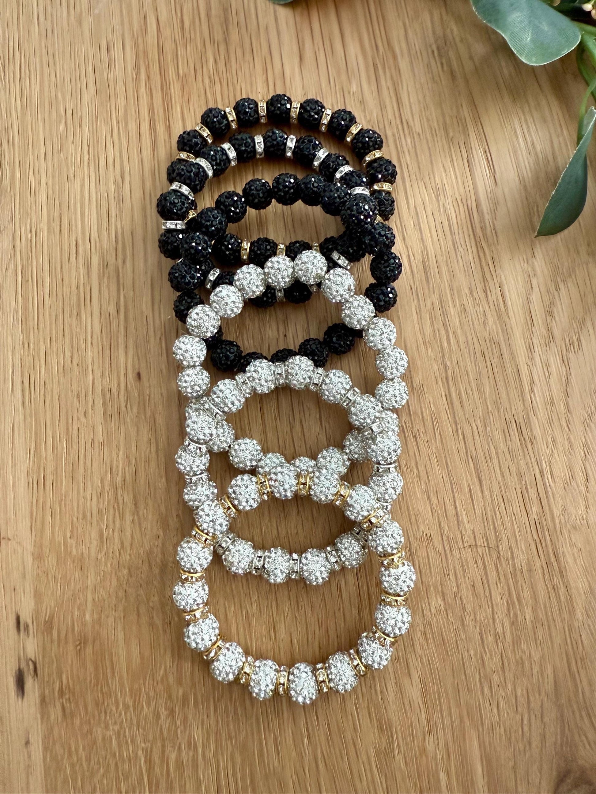 Sparkle On: Chic Shamballa Bead Bracelets for Everyone - 10mm Bead Size - Various Designs - Gold & Silver Options - Rhinestone Beads