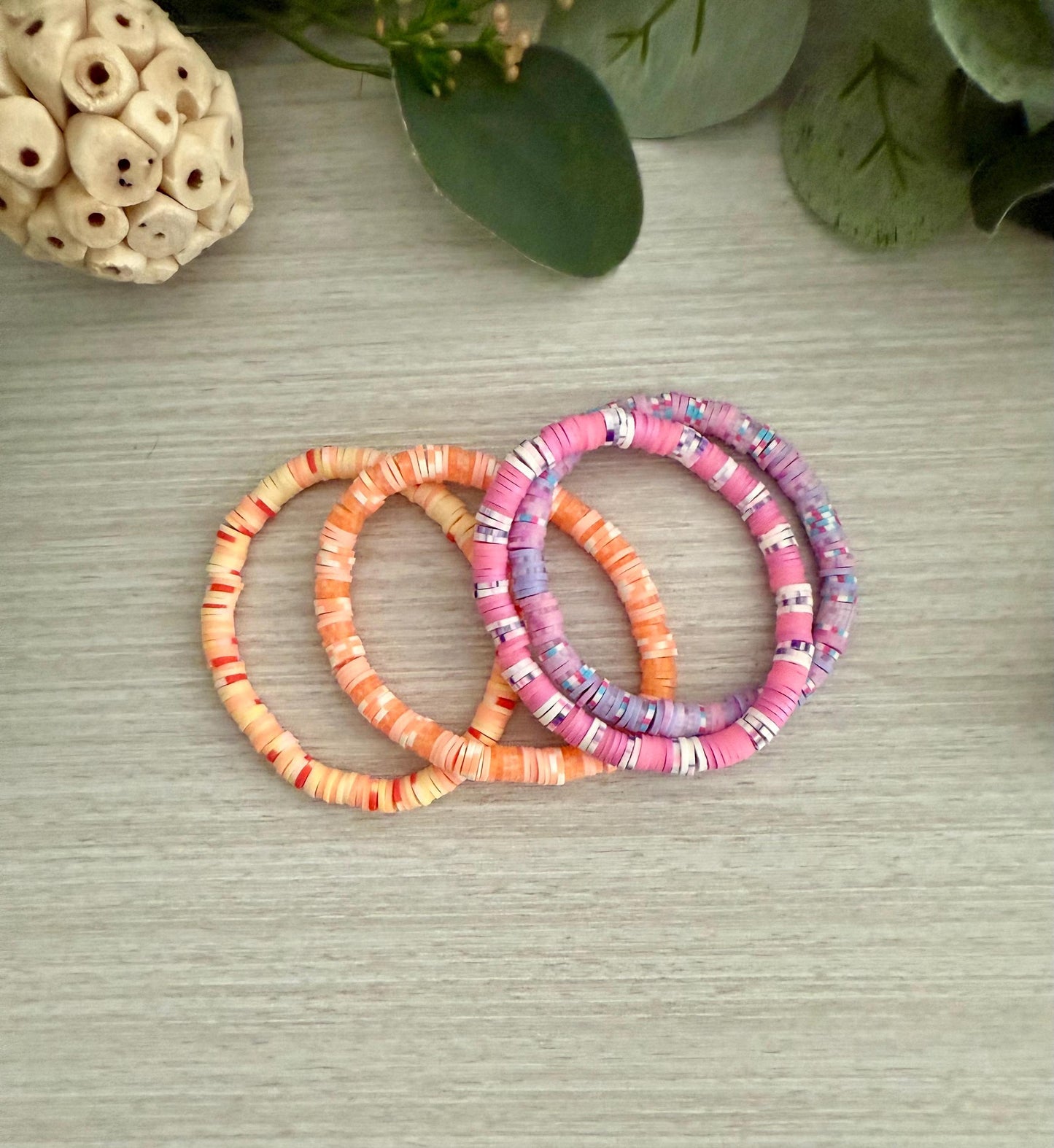 Sunshine Style: Vibrant Heishi Bead Bracelet Set