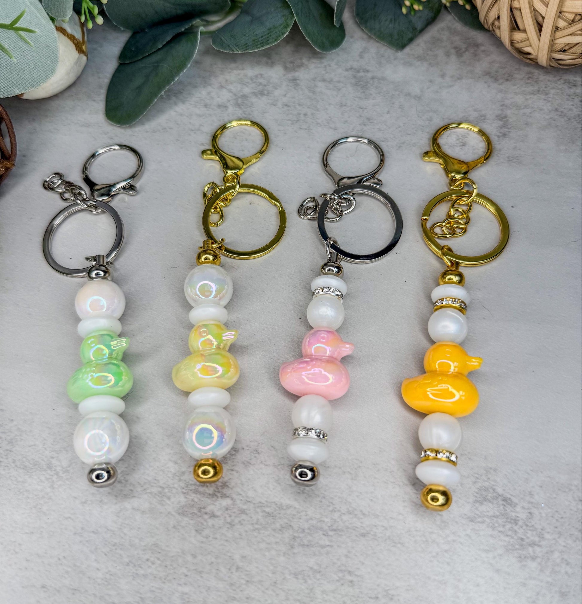 Quirky Iridescent Duck Bead Keychains for Every Style