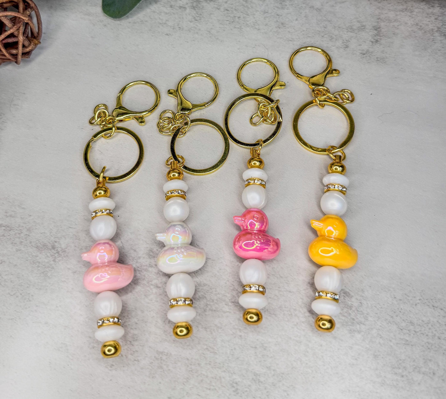 Quirky Iridescent Duck Bead Keychains for Every Style
