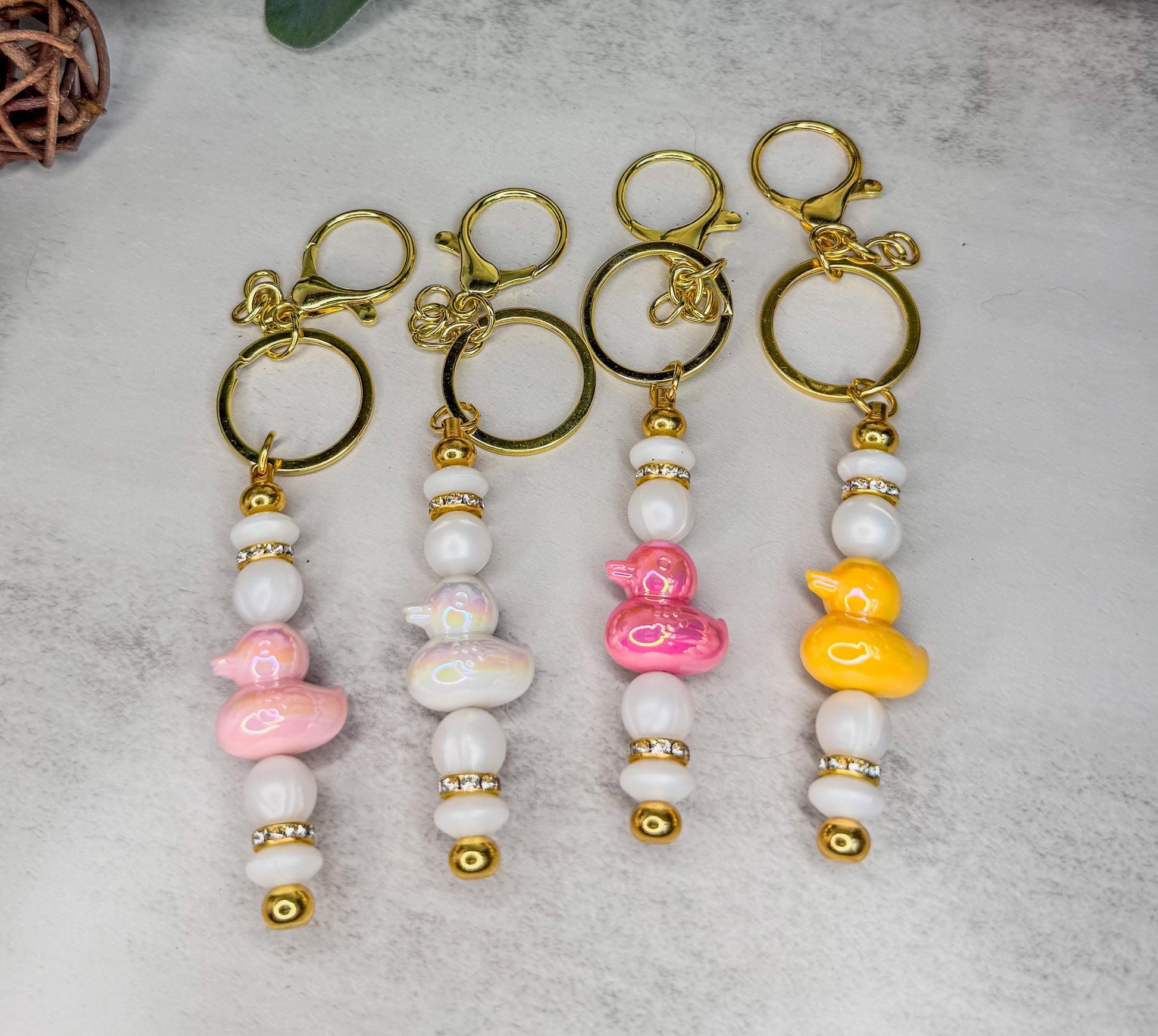 Quirky Iridescent Duck Bead Keychains for Every Style