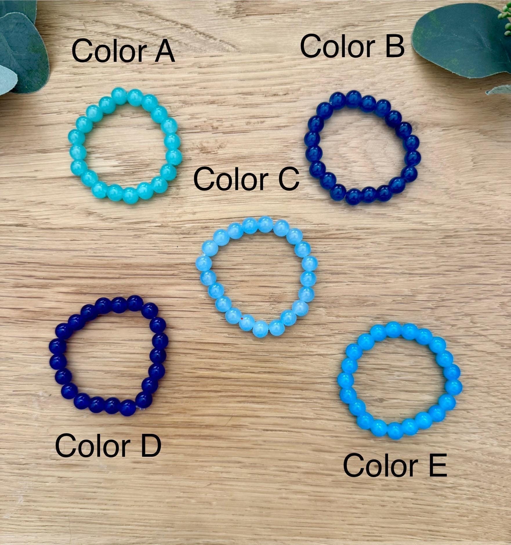 Handmade Blue Glass Beaded Bracelet: 14k Gold Filled Accents - Stretchy, No Clasp Design