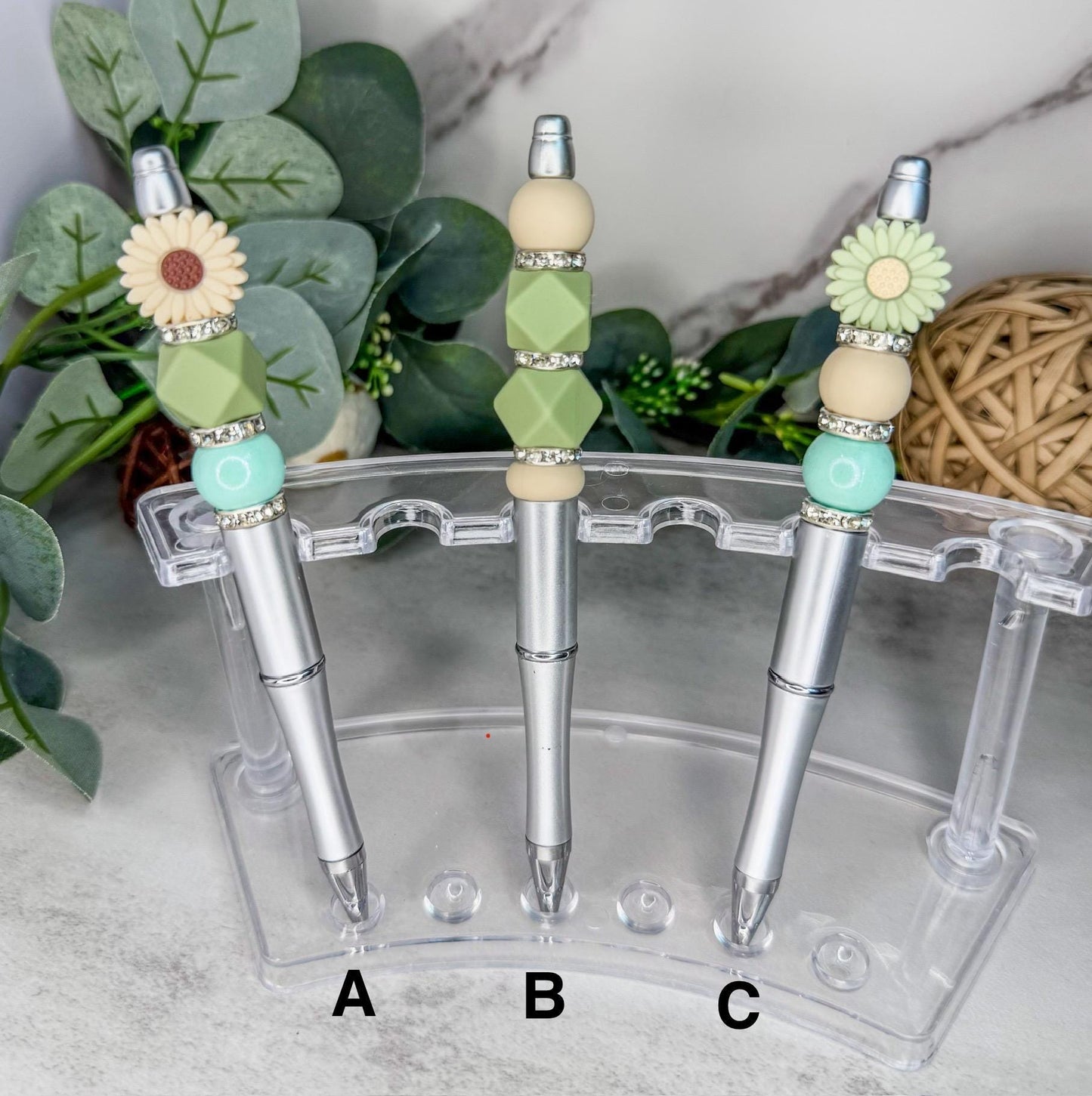 Flower Power Pens - Quirky Bead Pens With Gemstone Style & Vibrant Floral Flair