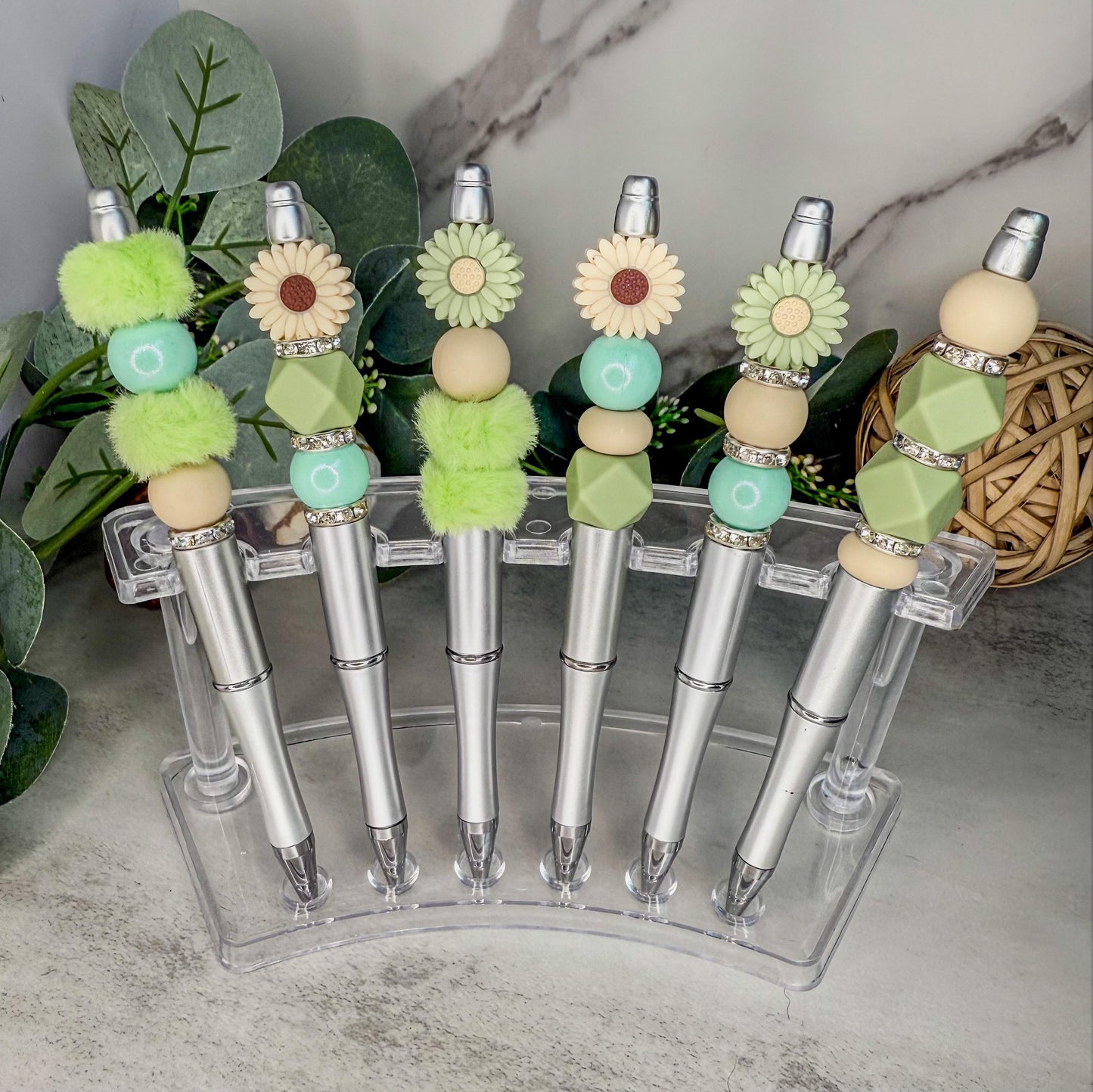 Flower Power Pens - Quirky Bead Pens With Gemstone Style & Vibrant Floral Flair