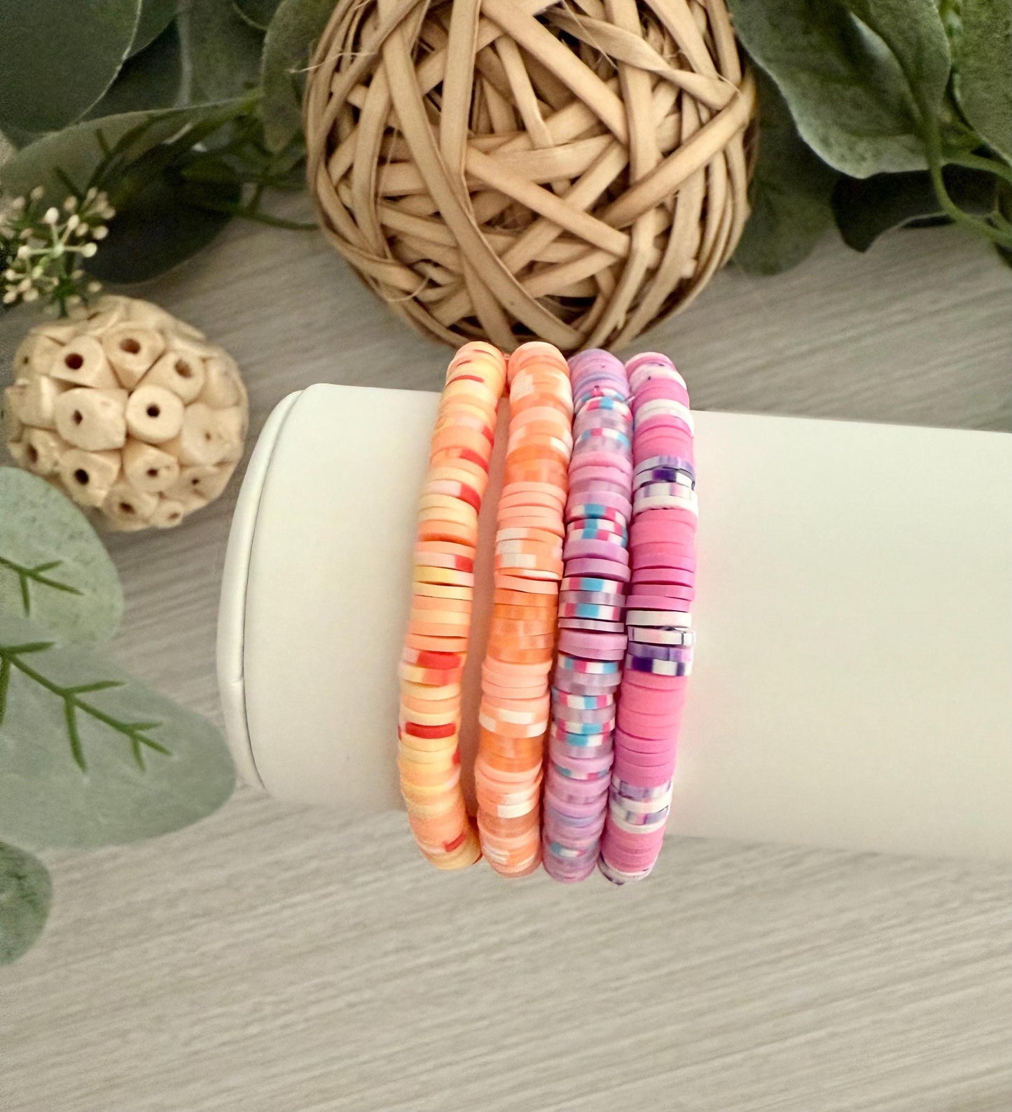 Sunshine Style: Vibrant Heishi Bead Bracelet Set