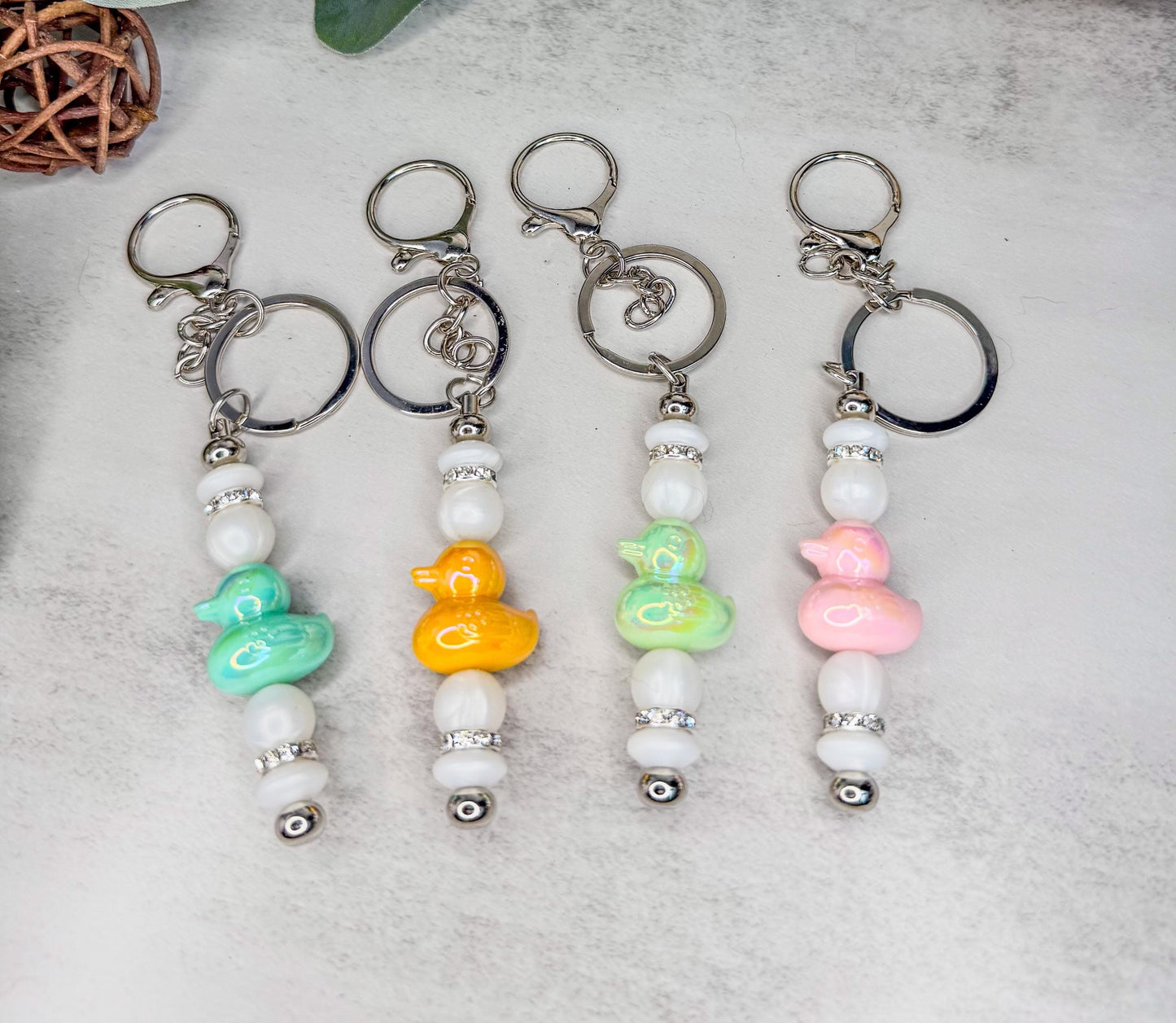 Quirky Iridescent Duck Bead Keychains for Every Style