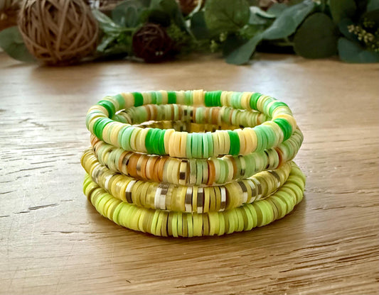 Trendy Clay Stretch Anklets: Safari Style Bracelet Set - Stretchy, No Clasp Design