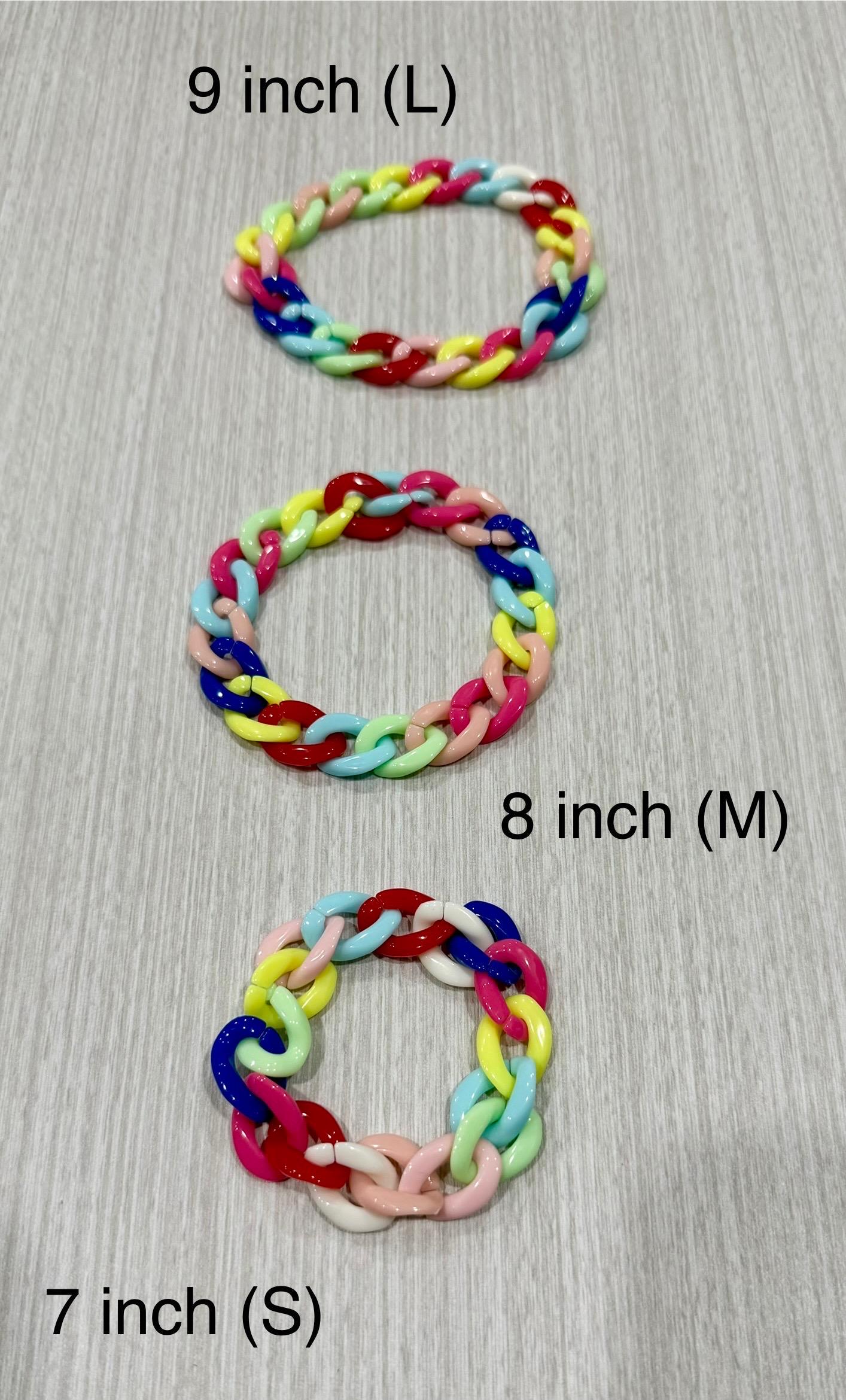 Chunky Acrylic Link Bracelet: Bright Bold Retro Chain - S/M/L