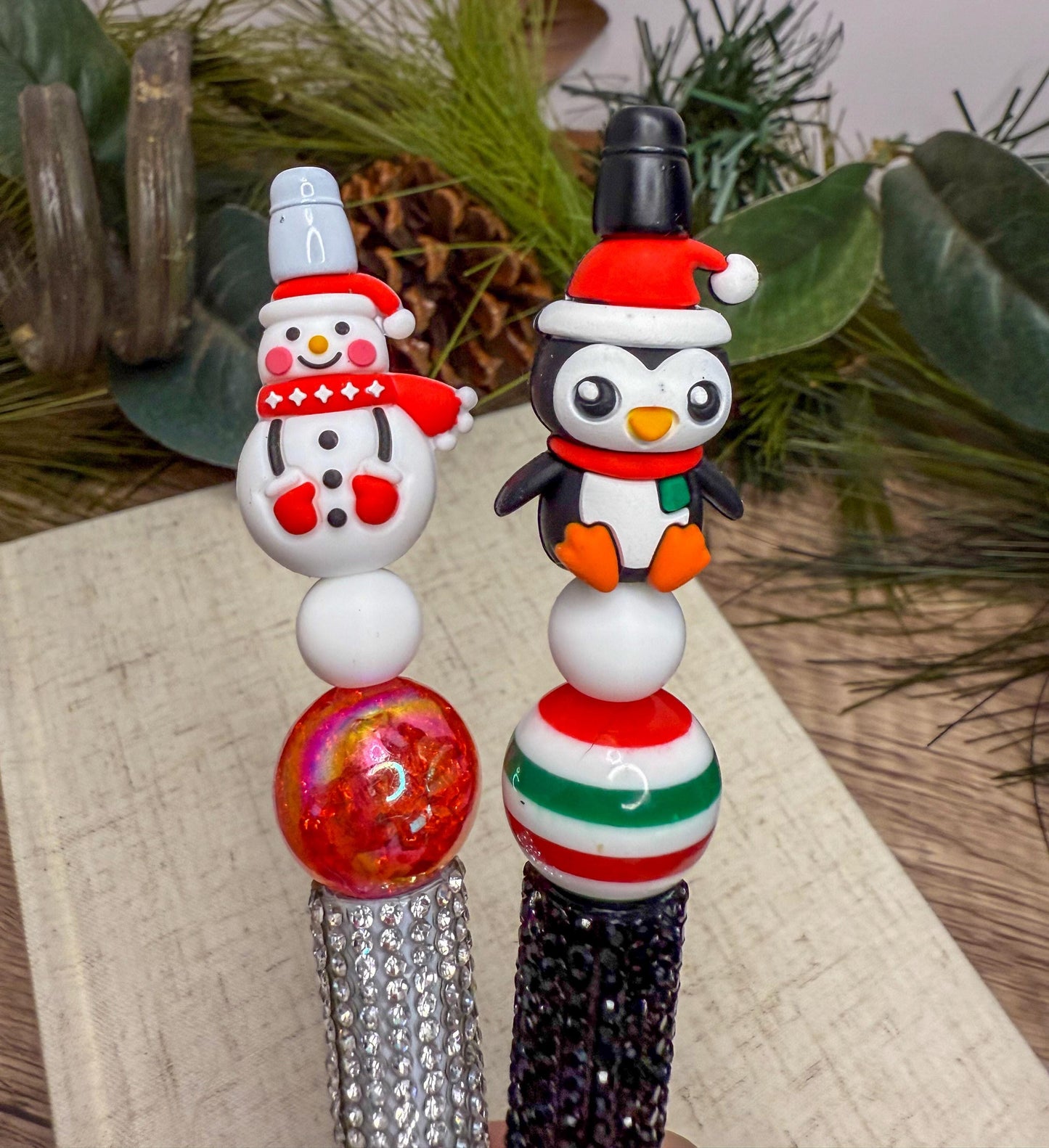 Jolly Christmas Beaded Pens: Festive Fun Characters!