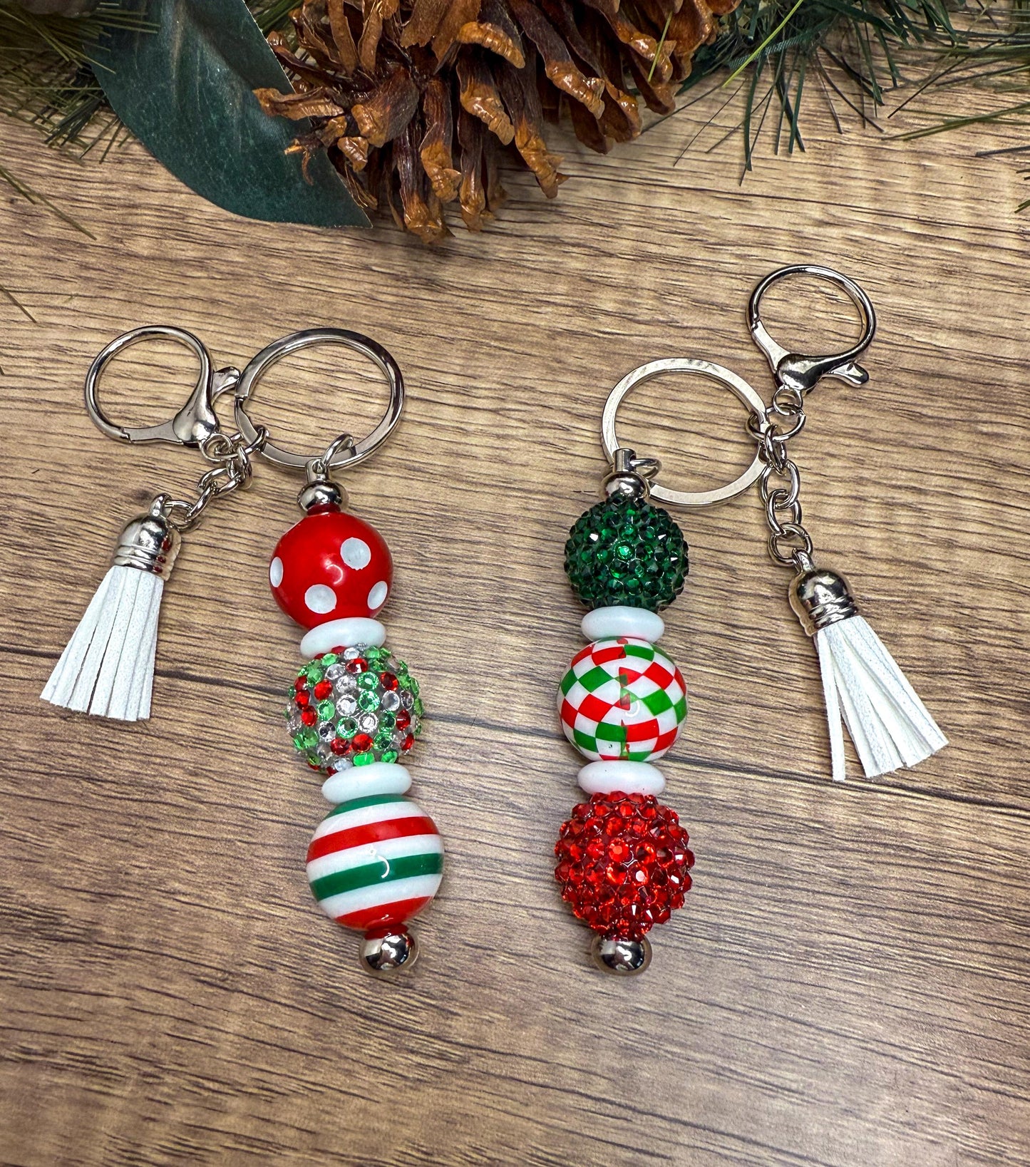 Cheerful Beaded Keychains: Your Holiday Spirit Accessory!
