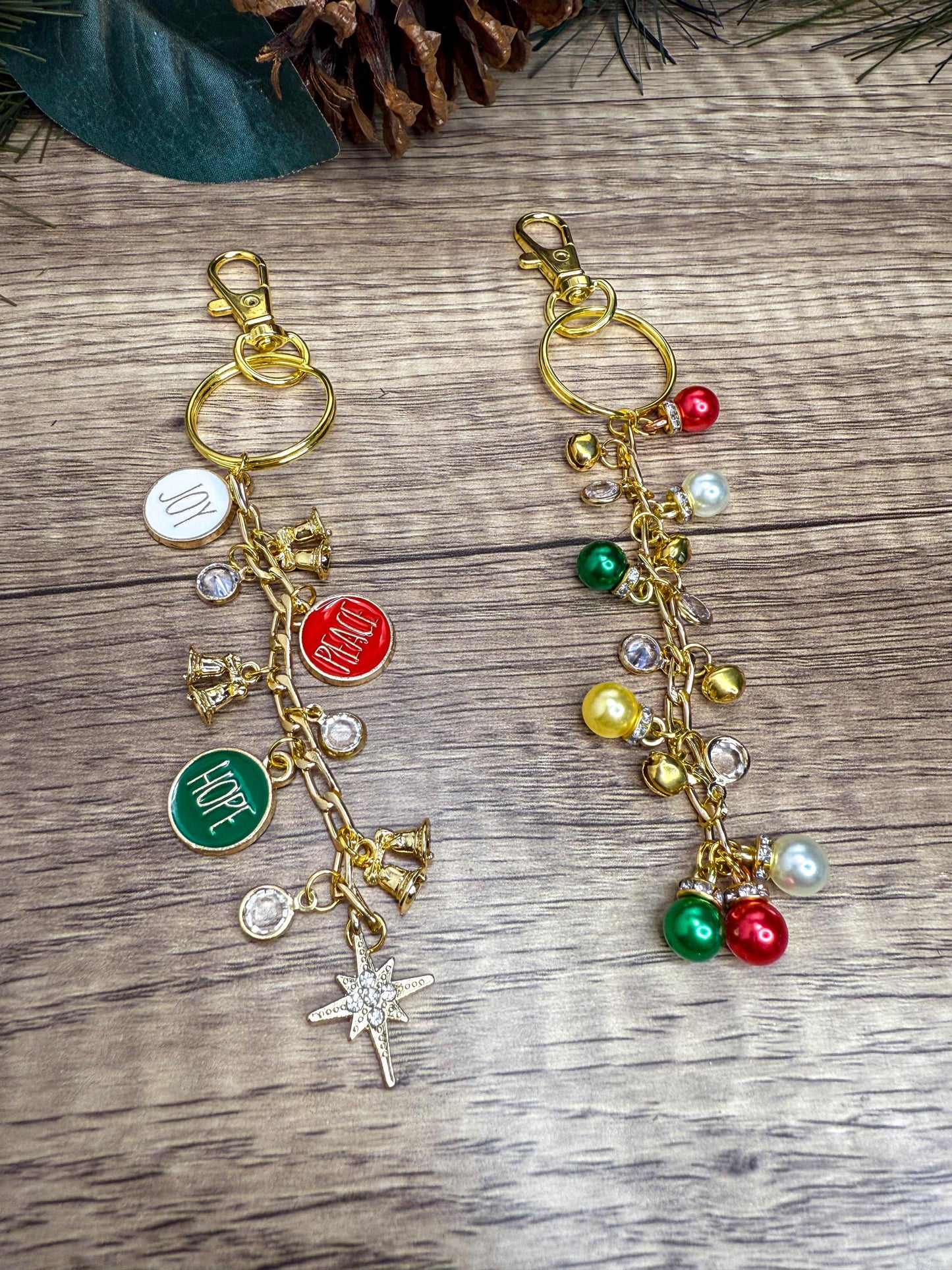 Joy Peace & Hope Assorted Holiday Charm Keychains