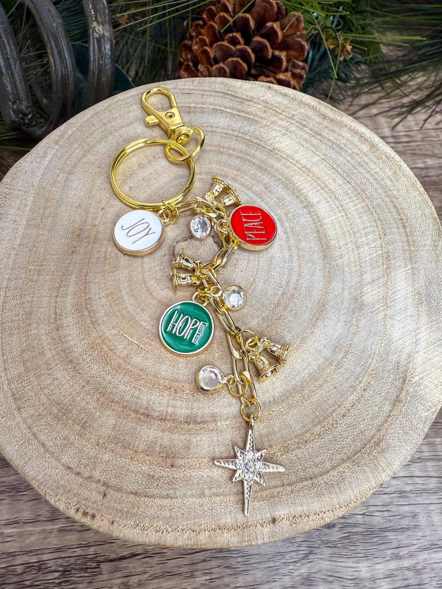 Joy Peace & Hope Assorted Holiday Charm Keychains