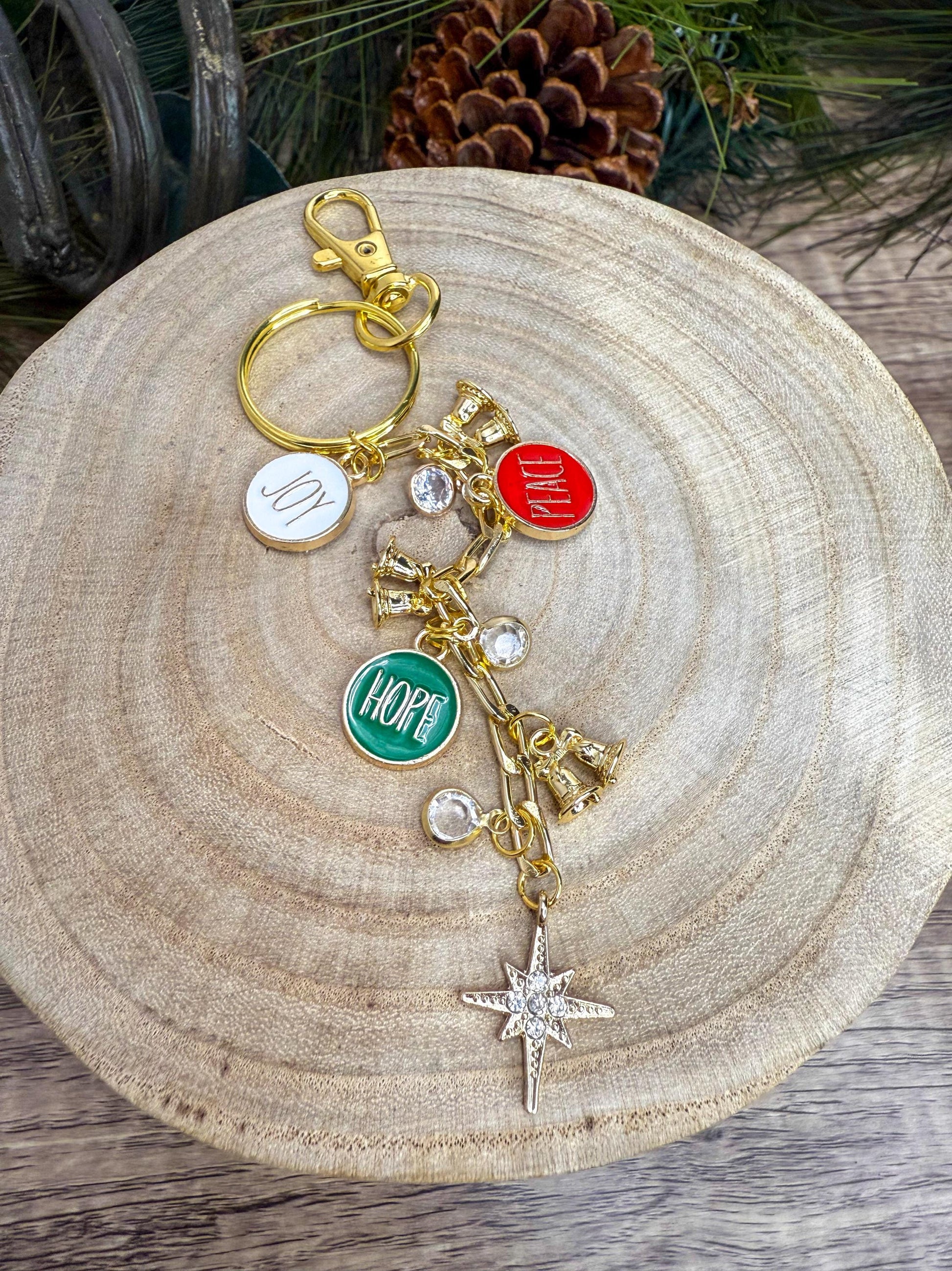 Joy Peace & Hope Assorted Holiday Charm Keychains