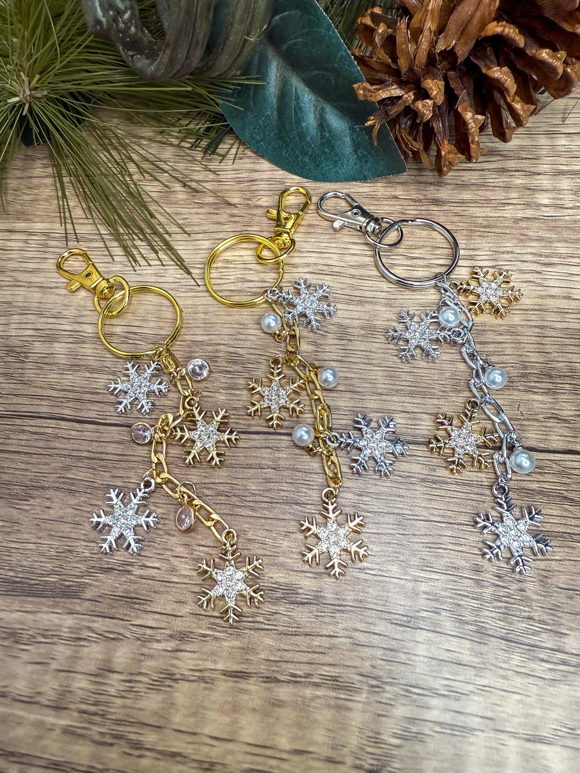 Candy Cane & Snowflake Assorted Holiday Charm Keychains