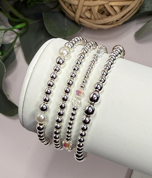 Sterling Silver (925) Filled Stacking Bracelets: Adjustable Sizes