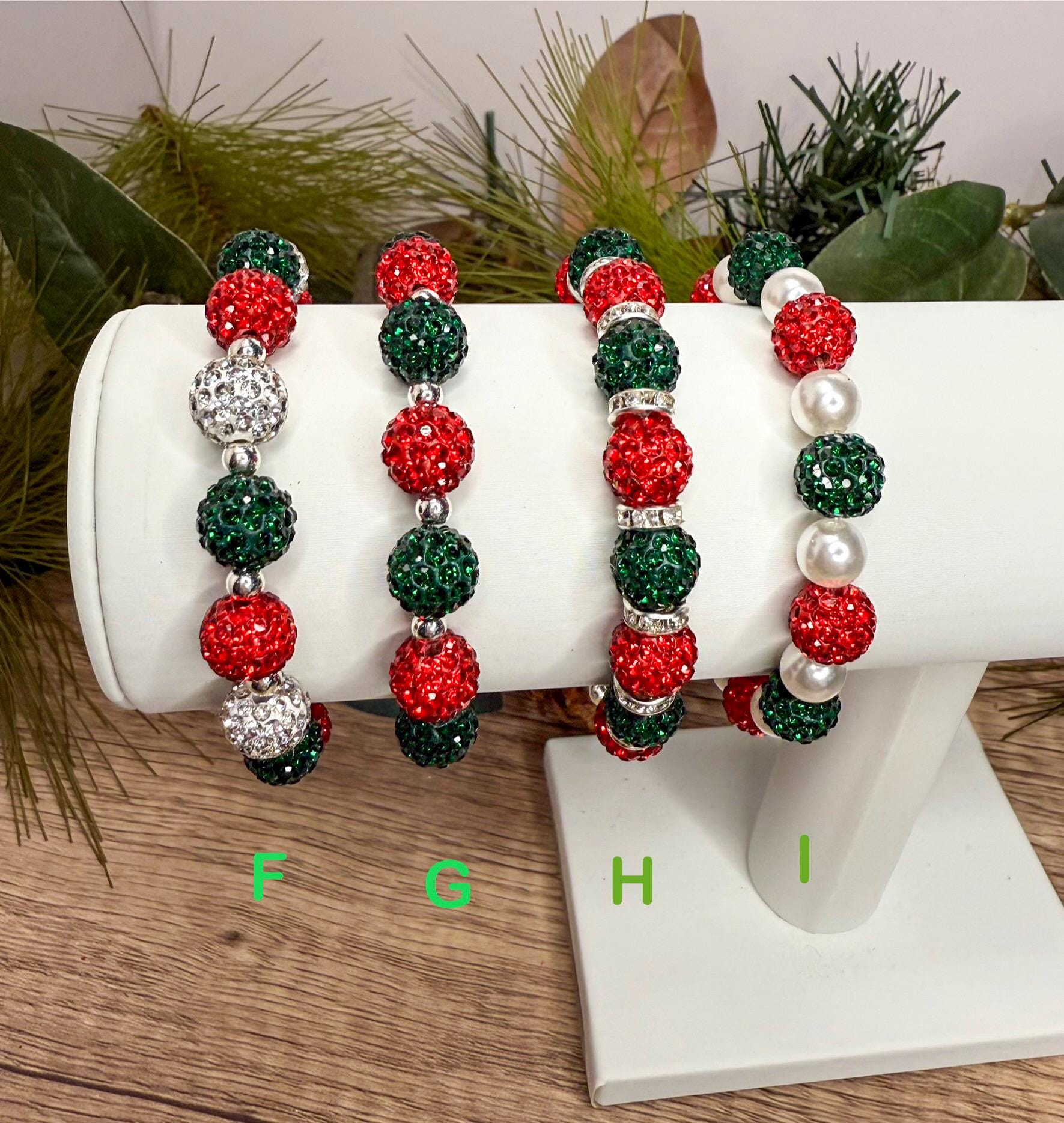Holiday Glam: Christmas Shamballa Bracelet Collection - Stretchy, No Clasp Design