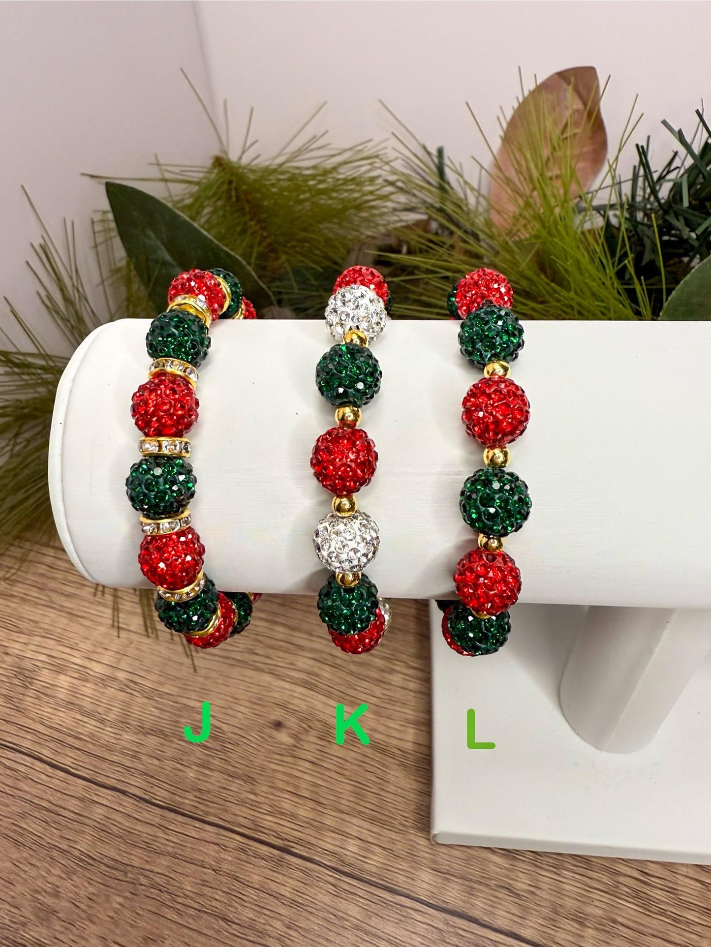 Holiday Glam: Christmas Shamballa Bracelet Collection - Stretchy, No Clasp Design