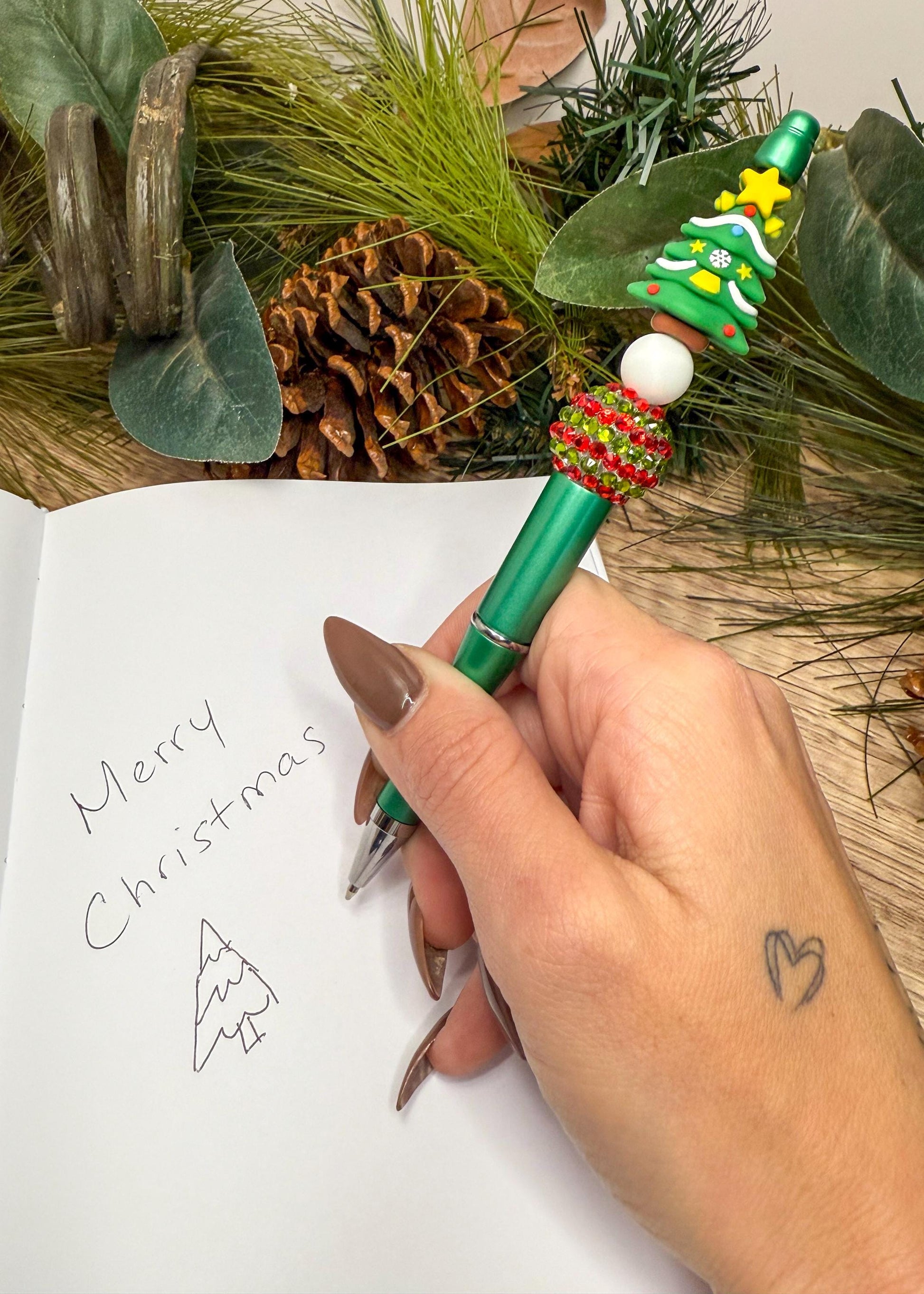Jolly Christmas Beaded Pens: Festive Fun Characters!