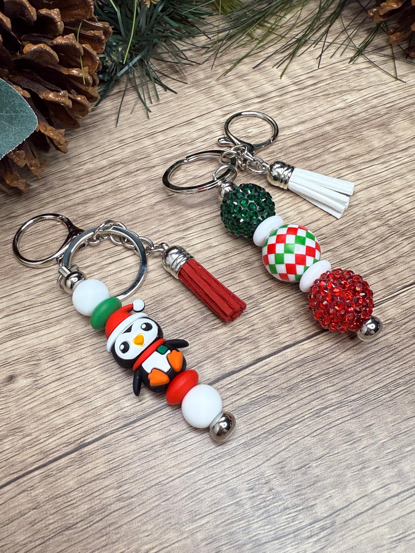 Cheerful Beaded Keychains: Your Holiday Spirit Accessory!