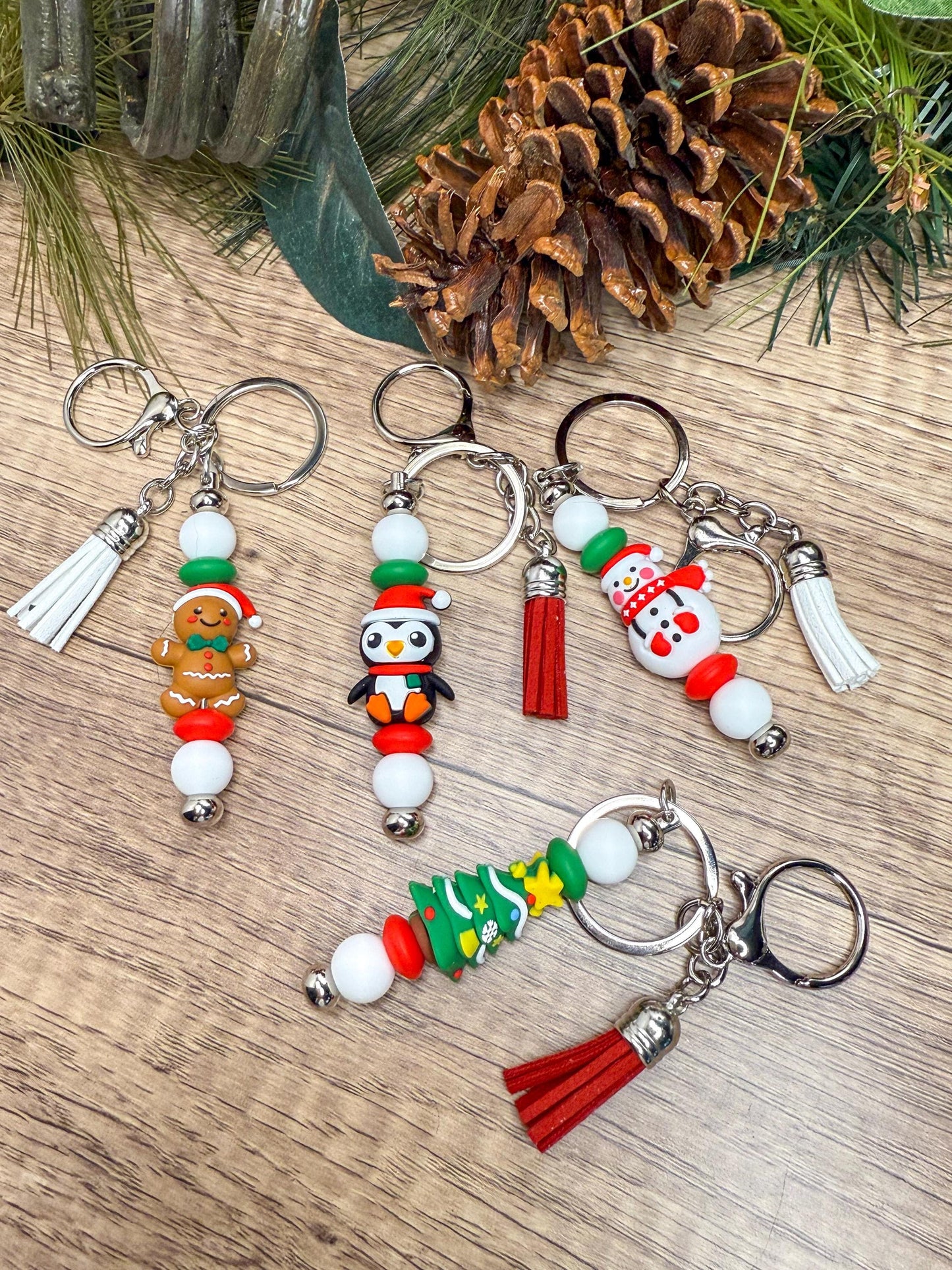 Cheerful Beaded Keychains: Your Holiday Spirit Accessory!