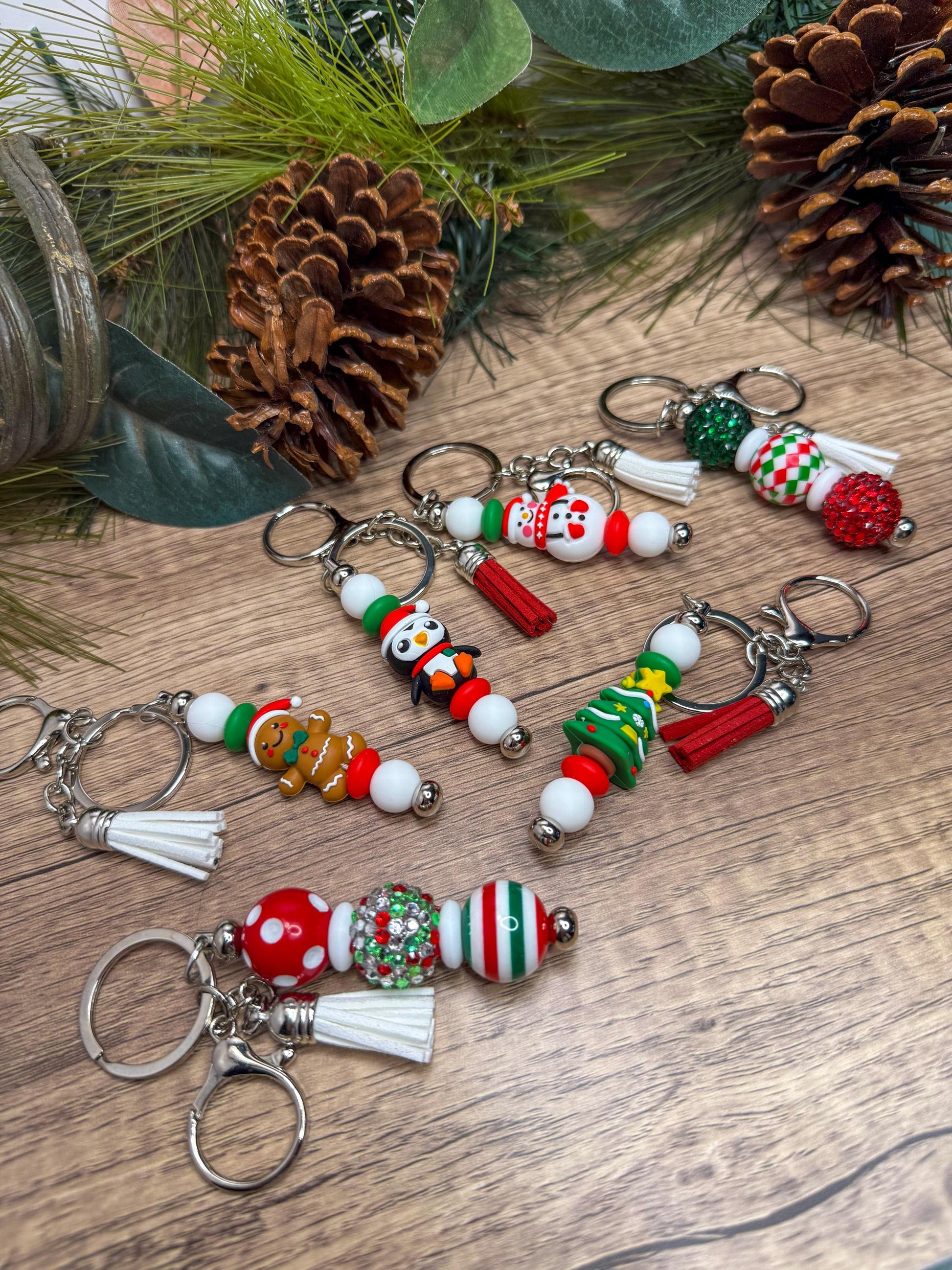 Cheerful Beaded Keychains: Your Holiday Spirit Accessory!