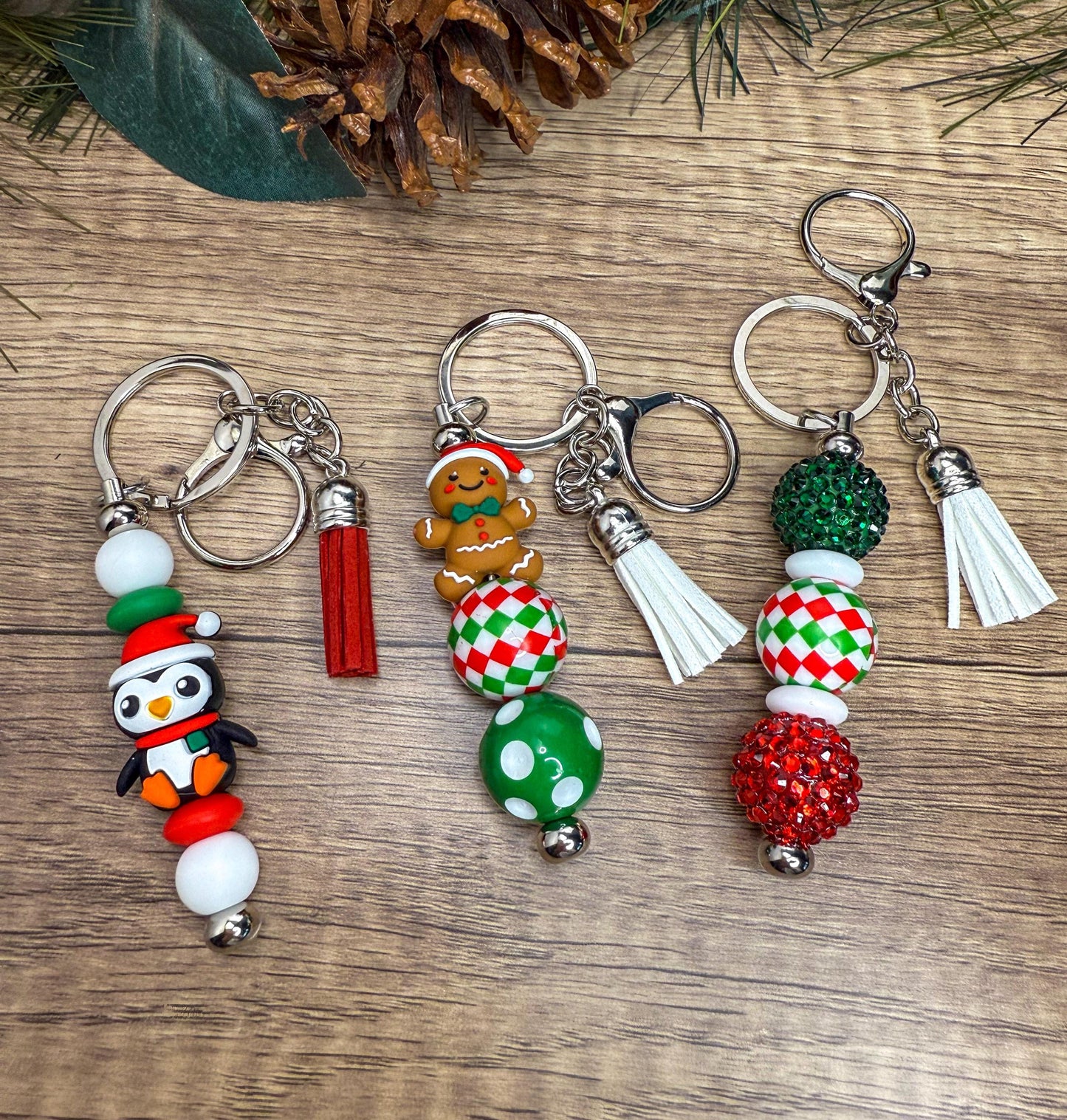 Cheerful Beaded Keychains: Your Holiday Spirit Accessory!