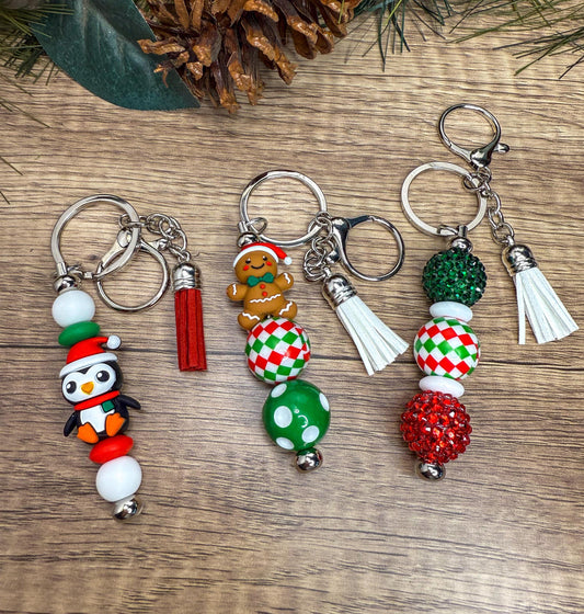 Cheerful Beaded Keychains: Your Holiday Spirit Accessory!