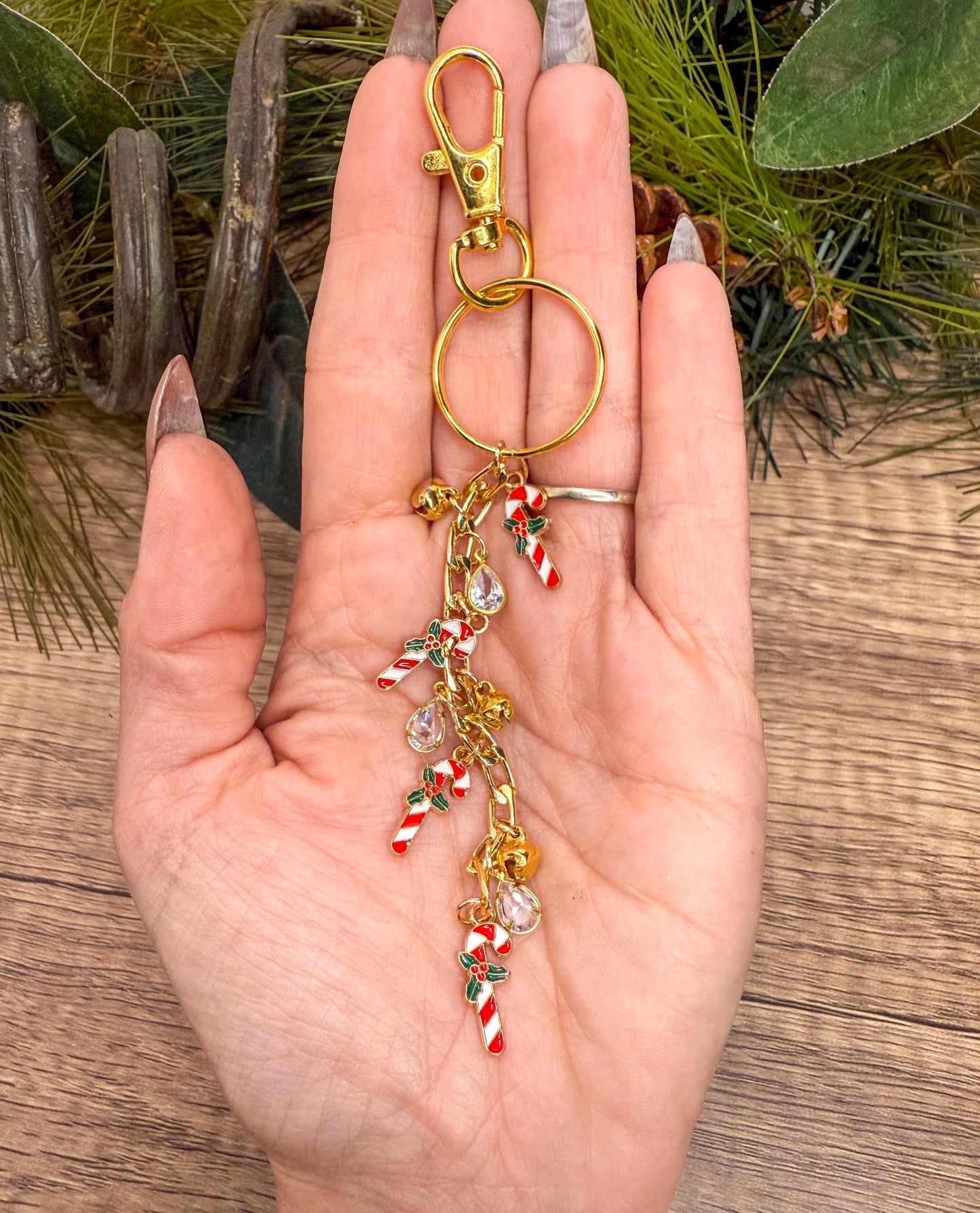 Candy Cane & Snowflake Assorted Holiday Charm Keychains