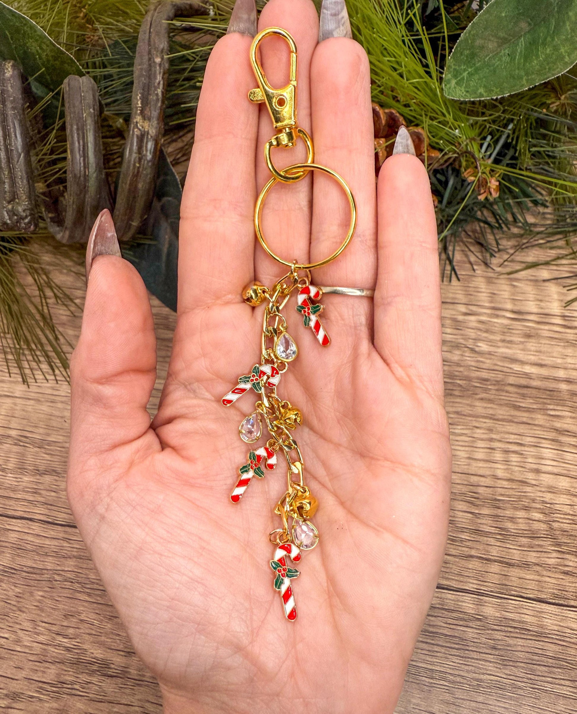 Candy Cane & Snowflake Assorted Holiday Charm Keychains